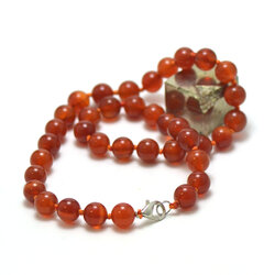Collier Vintage De Perles De Verre Rouge Style Agate/cornaline - Longueur 22 Pouces - Marque EastOasis, Fait Main