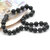 ronde 12 mm 1 collier en pierre naturelle d'obsidienne noir