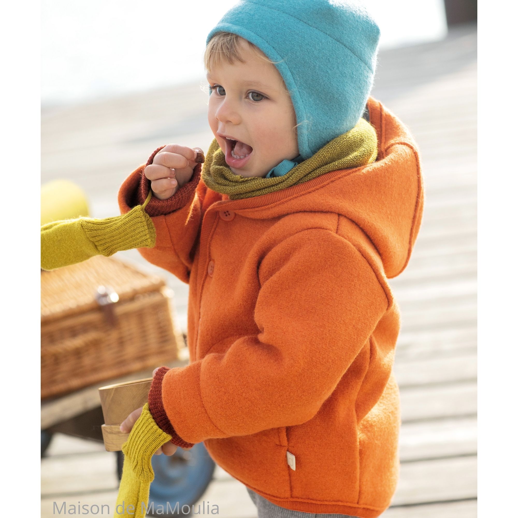 veste-manteau-bebe-enfant-disana-laine-bouillie-maison-de-mamoulia-orange-bonnet-bleu-lagoon