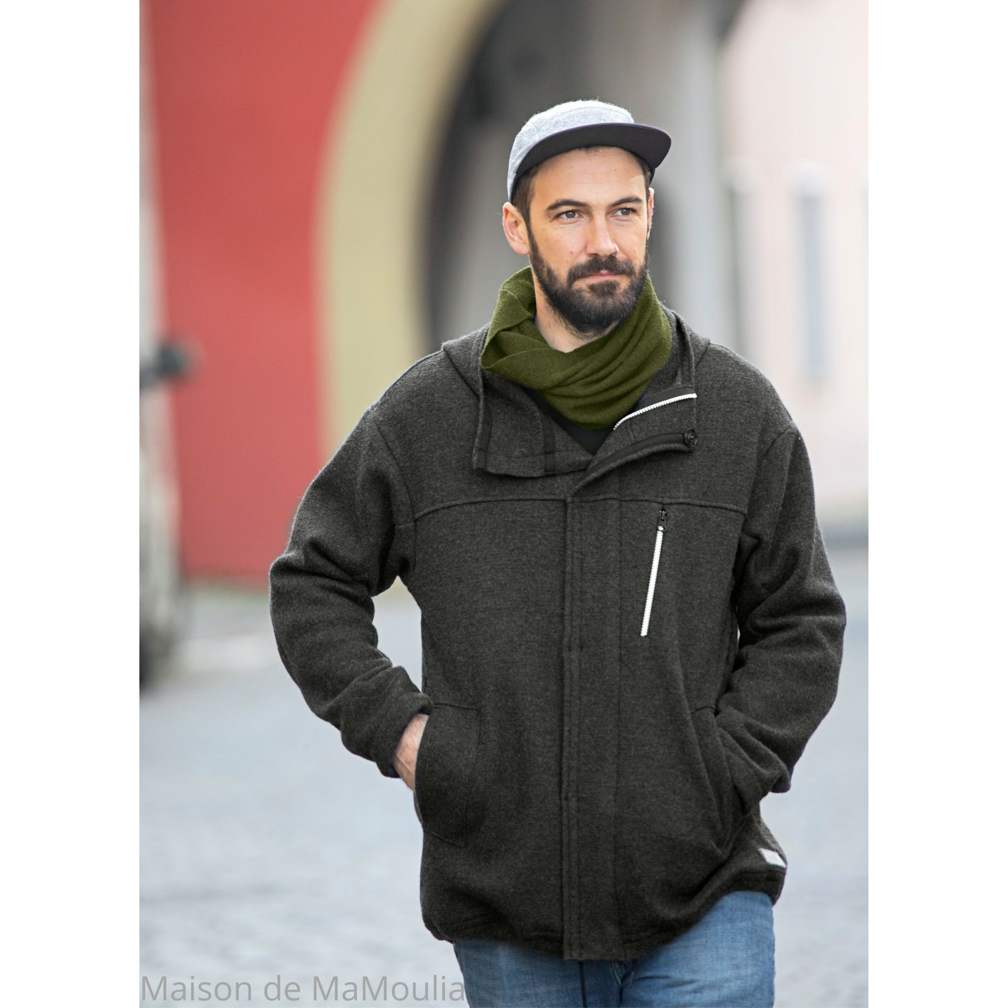 Disana Parka pour homme laine bouillie Anthracite