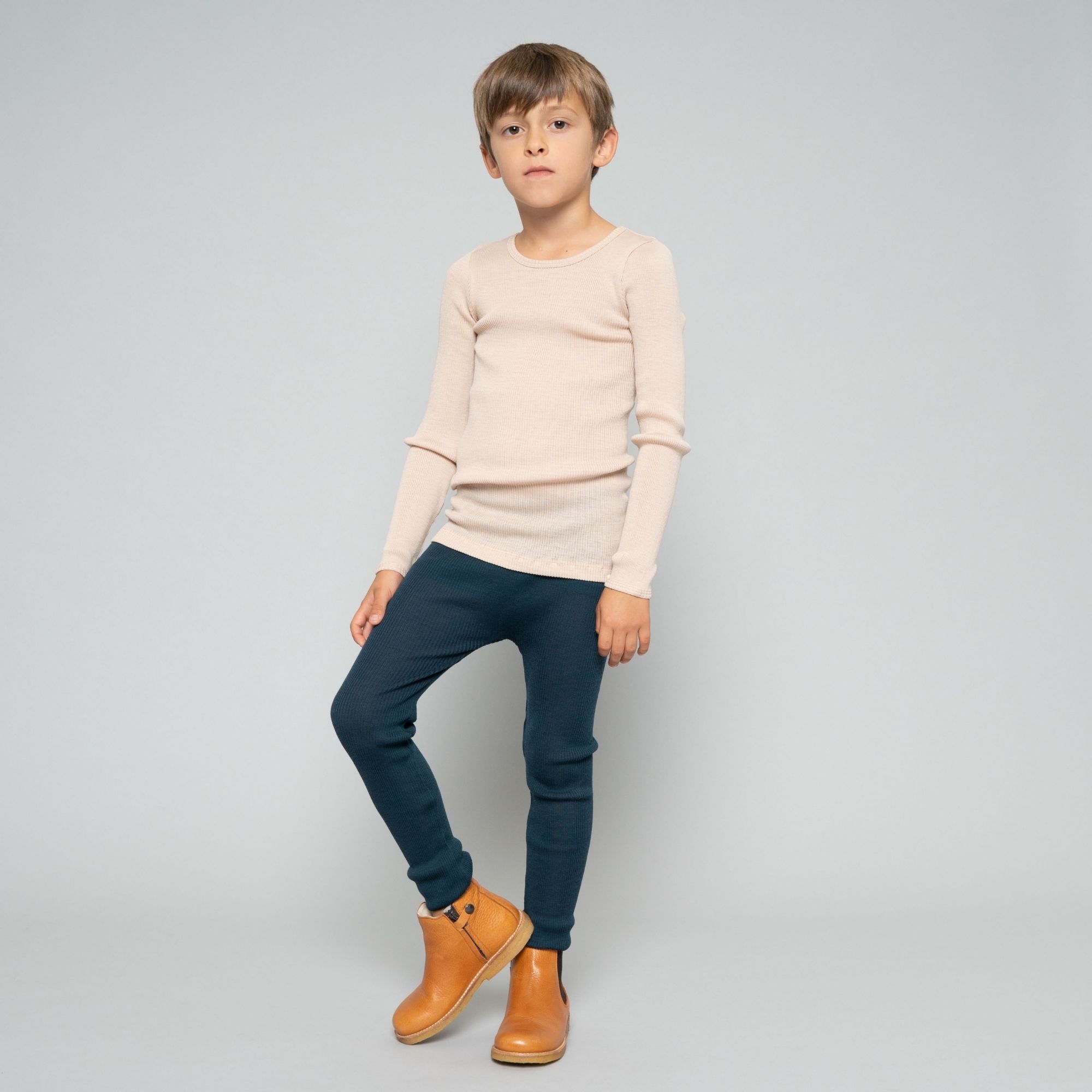 MINIMALISMA - T-shirt enfant - 100 % laine mérinos - Sable