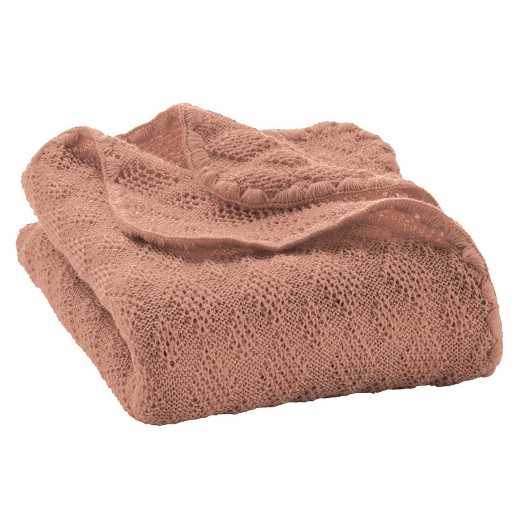 DISANA - Couverture tricotée - Laine mérinos - ROSE - ORIGINALE