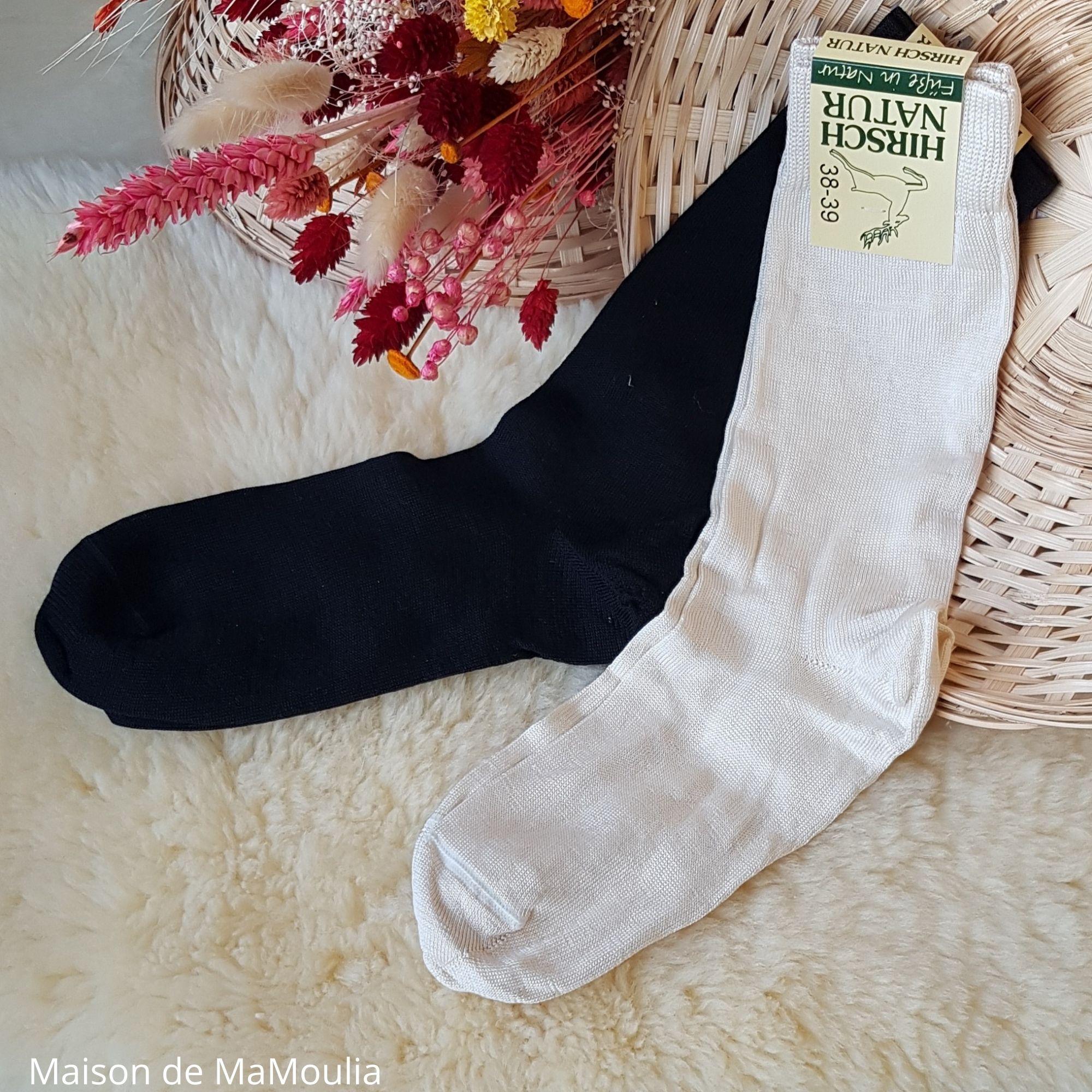 HIRSCH Natur - Chaussettes extra-fines en pure soie - Adulte