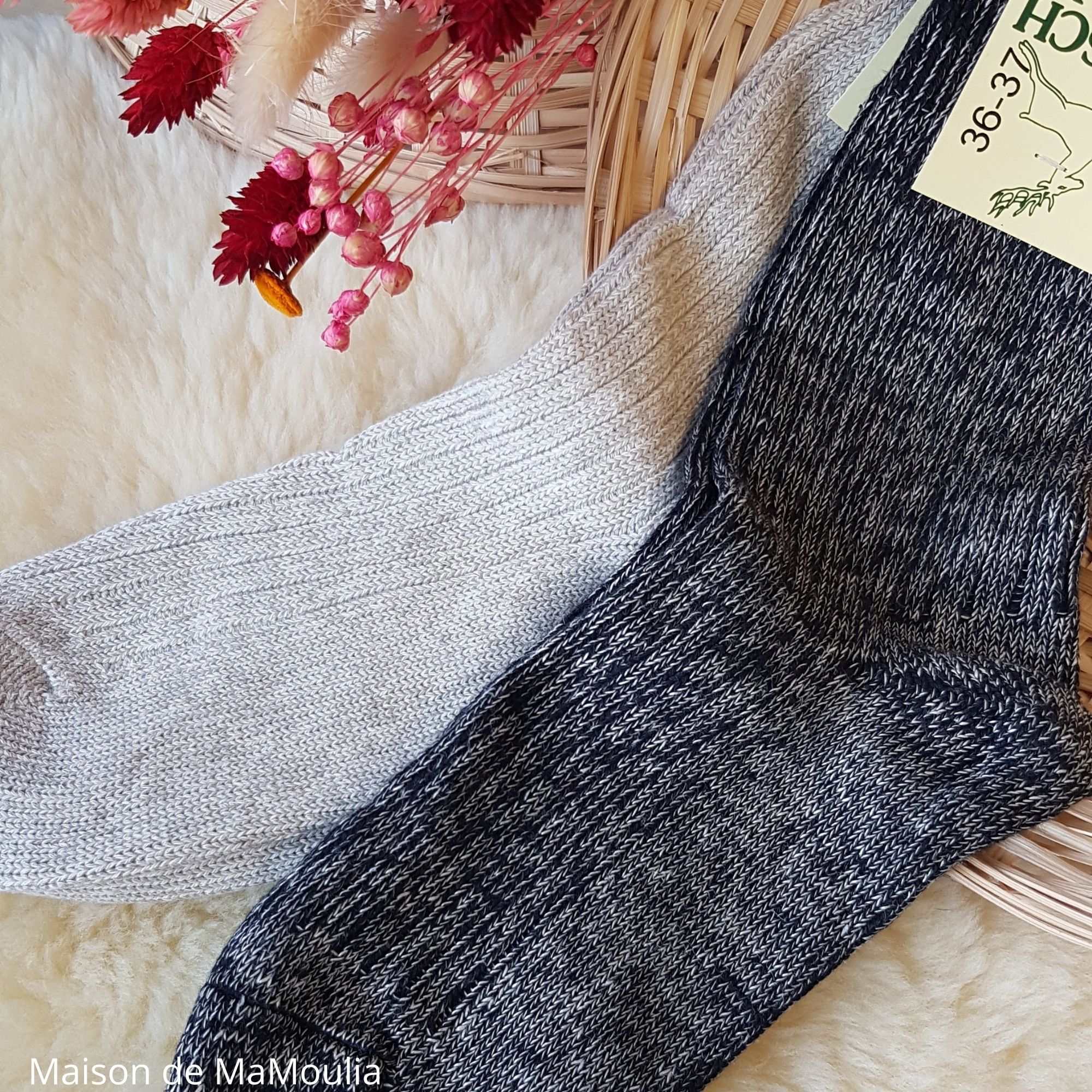 Chaussettes en laine pour homme Indigo