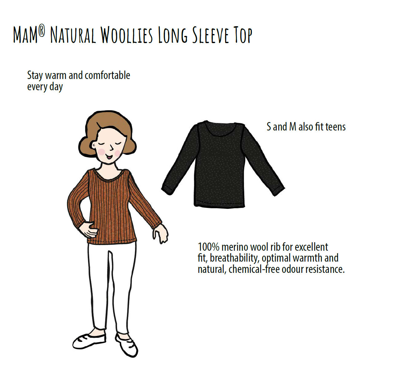 PRÉCOMMANDE MAM - T-shirt pour femme et ados - laine mérinos