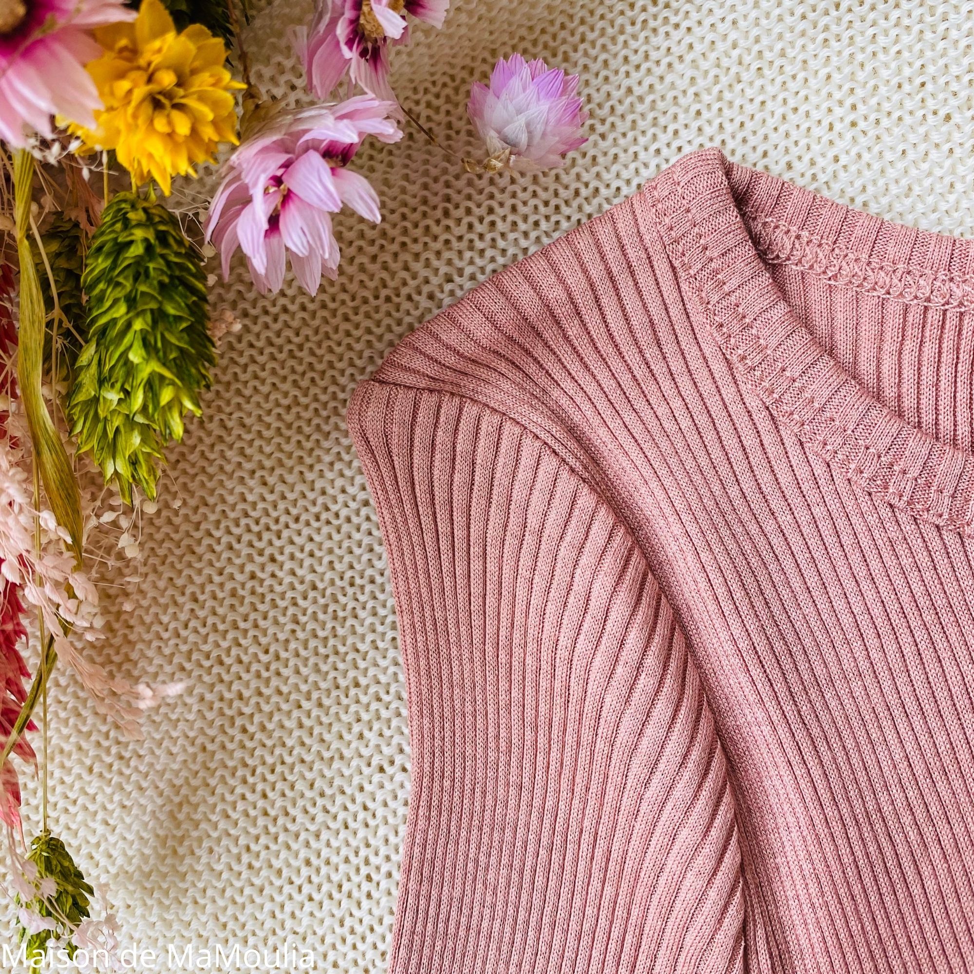 bergen-tshirt-enfant-soie-coton-minimalisma- maison-de-mamoulia-dahlia-rose