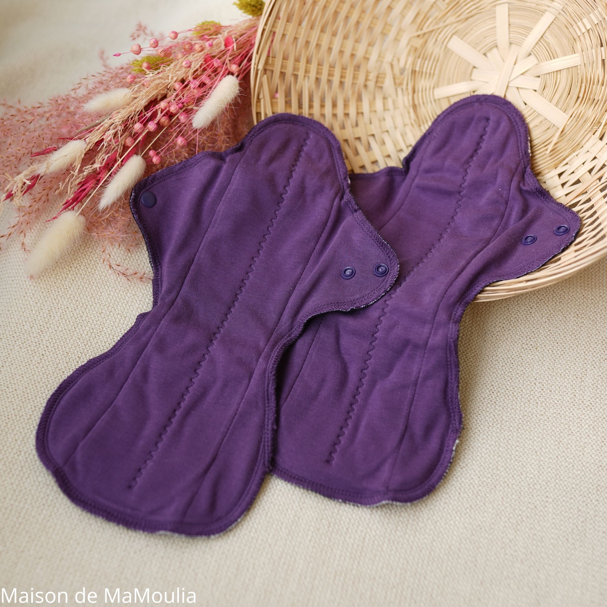 MaM ECOFIT - Serviettes Hygiéniques Lavables - MAXI NUIT - VIOLET