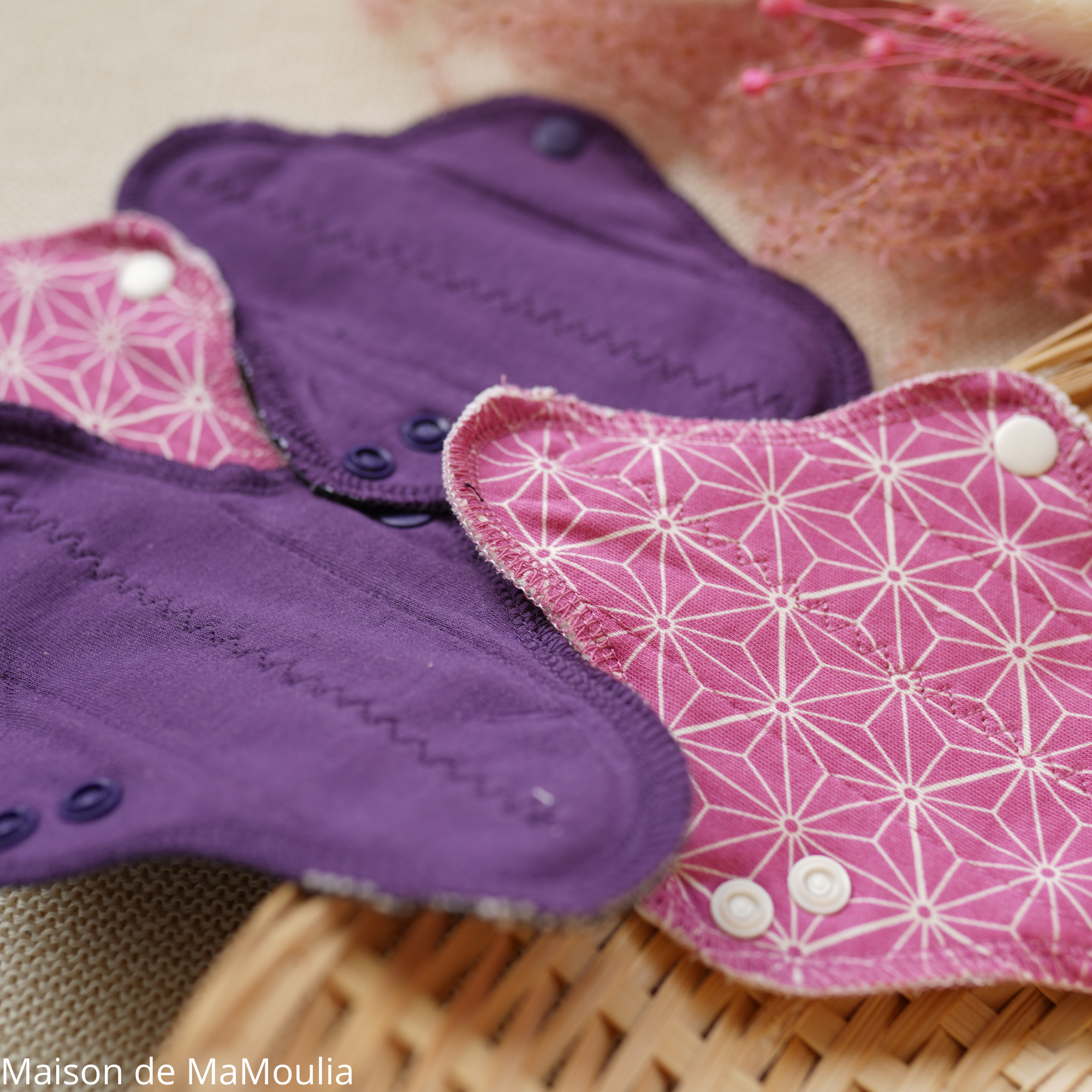 serviettes-hygieniques-lavables-mamidea-babyidea-maison-de-mamoulia-mini-rose-violet-japanaise-star-lot- ecologique