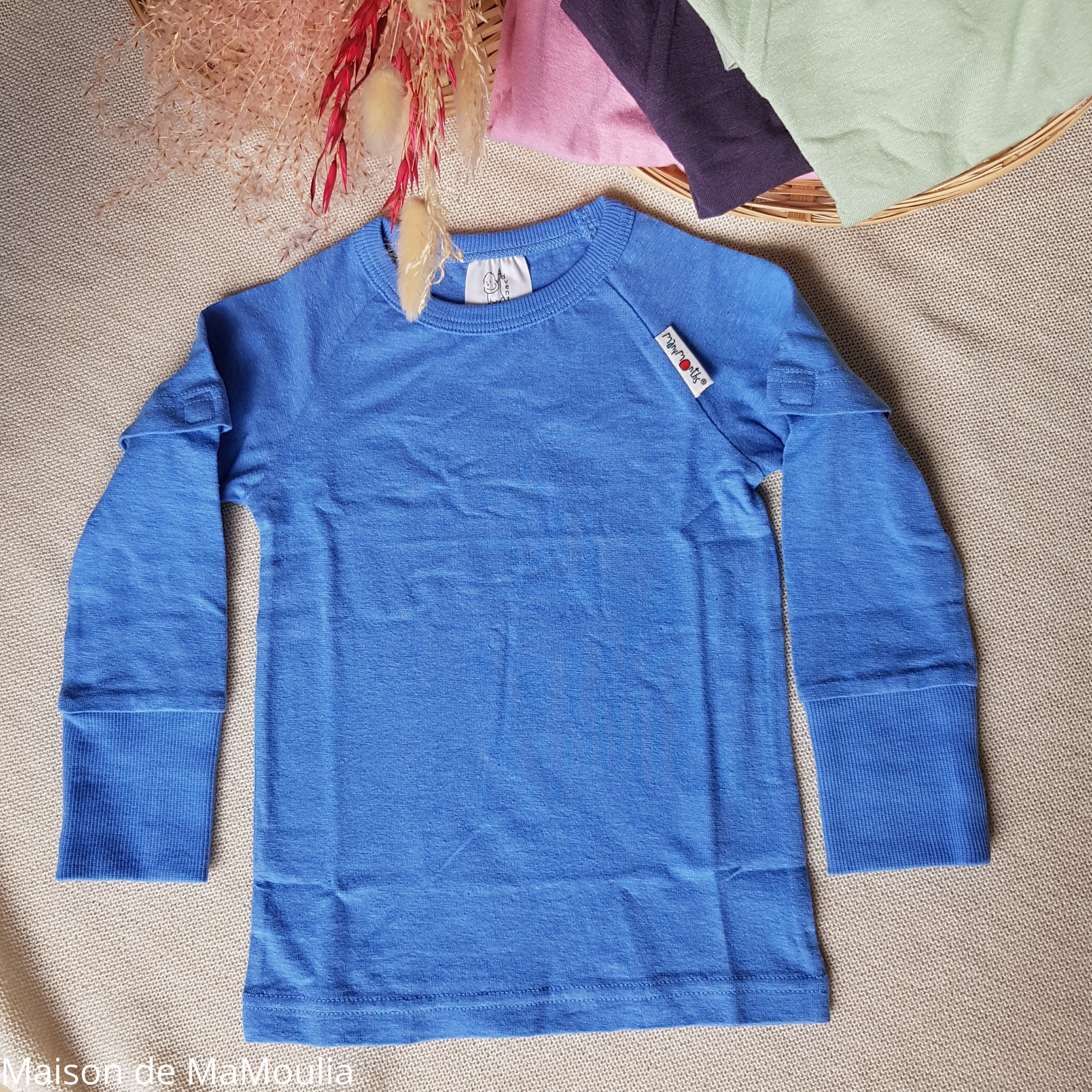 MANYMONTHS Eco - T-shirt Évolutif 2 en 1 - Coton bio/chanvre-Bleu