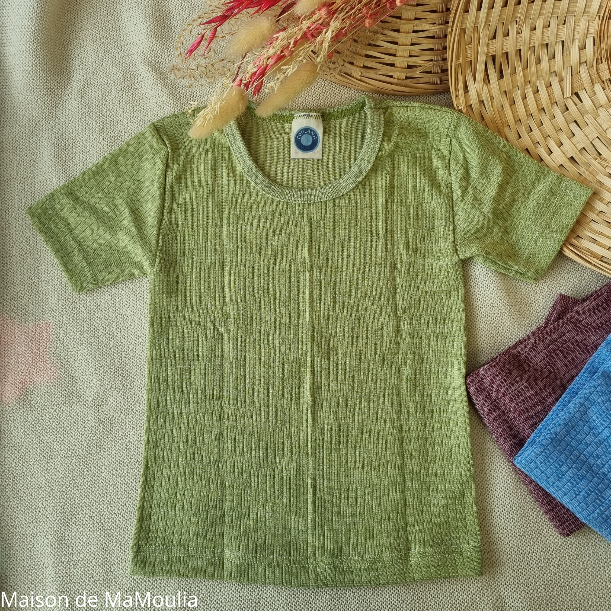 T-shirt enfant en laine et soie manches courtes - COSILANA