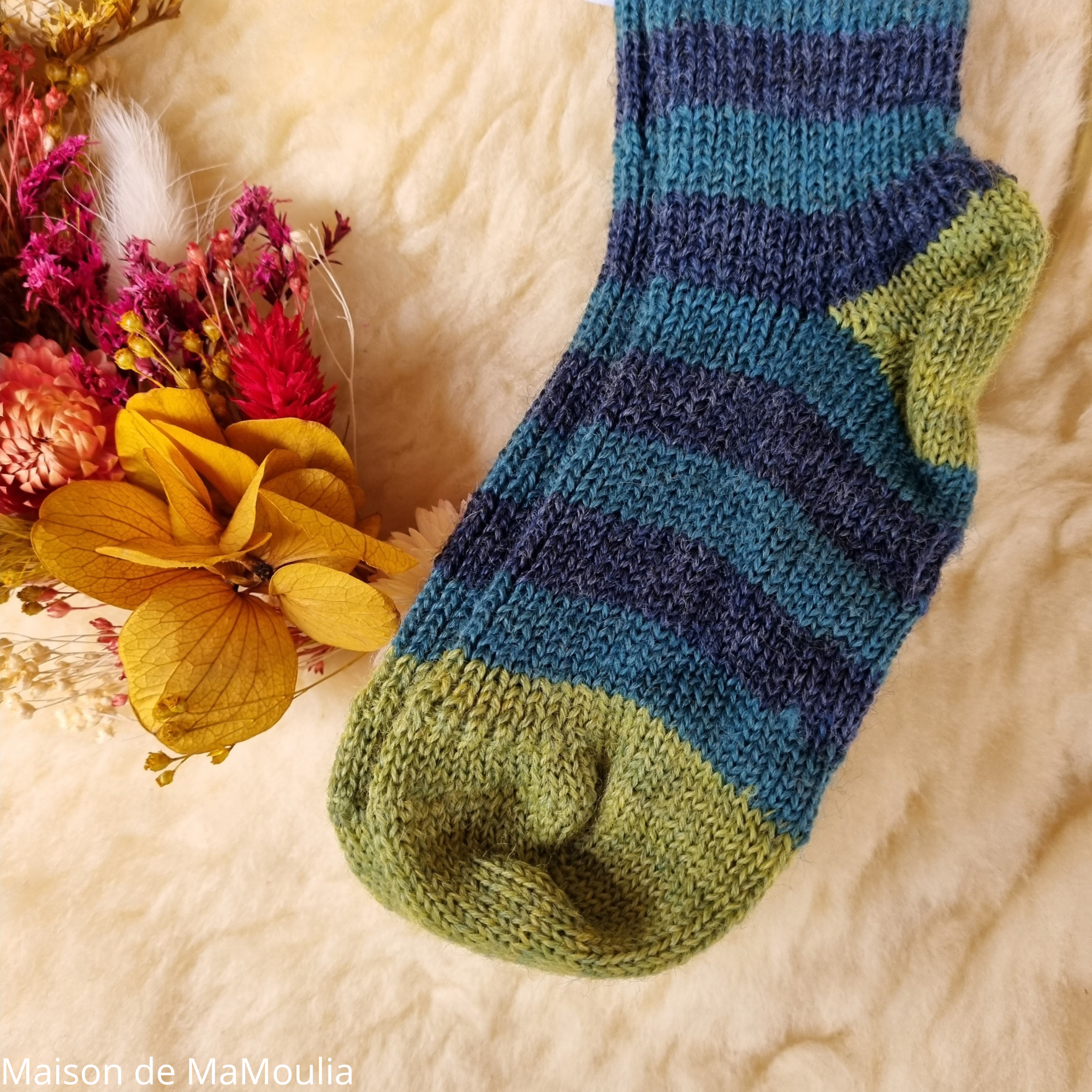 Chaussettes enfant en laine épaisse et lycra - Bleu