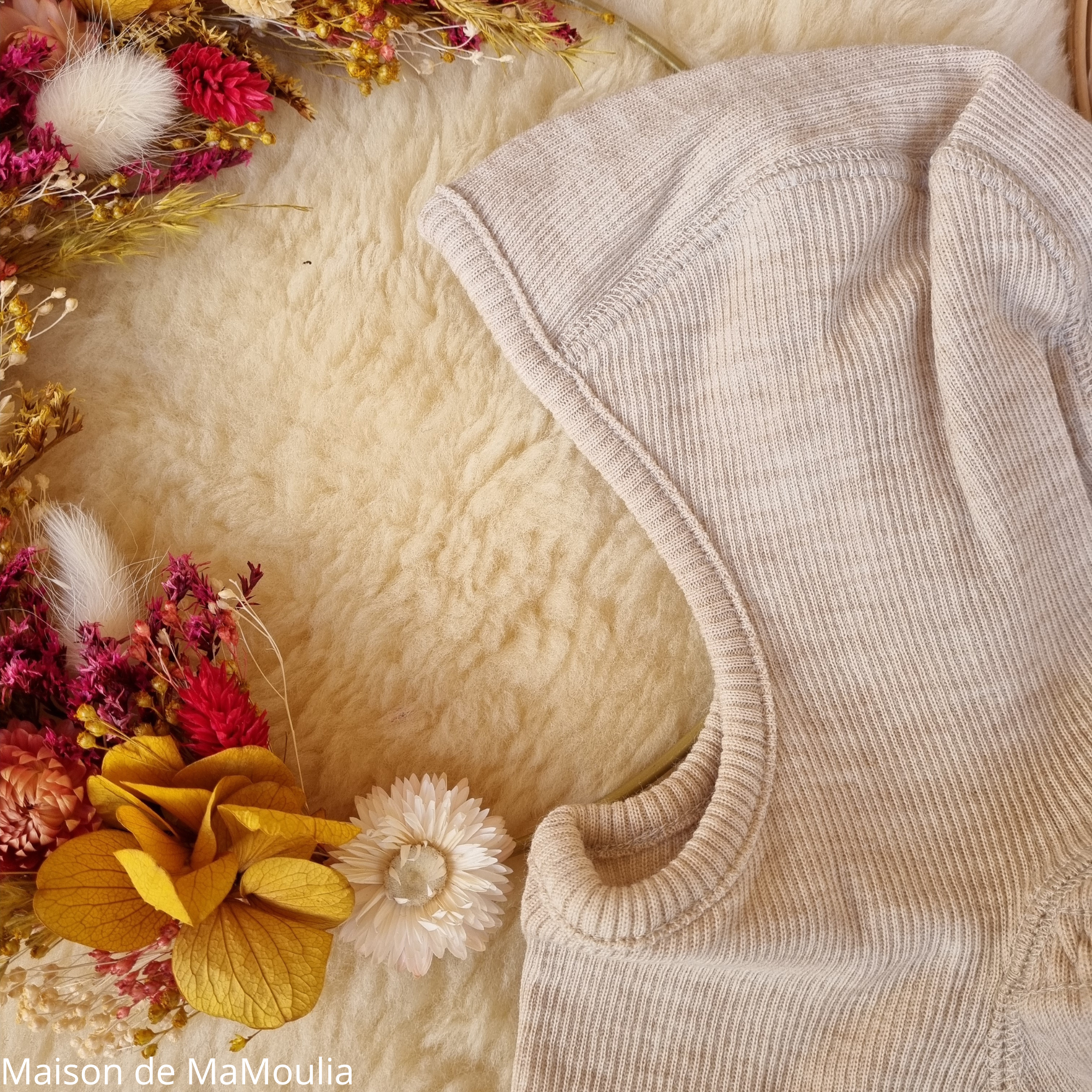 Cagoule pour bébé en laine mérinos avec pompon de fourrure, chauffe-tête et  cou tricotés à la main, vêtements de bébé tricotés -  France
