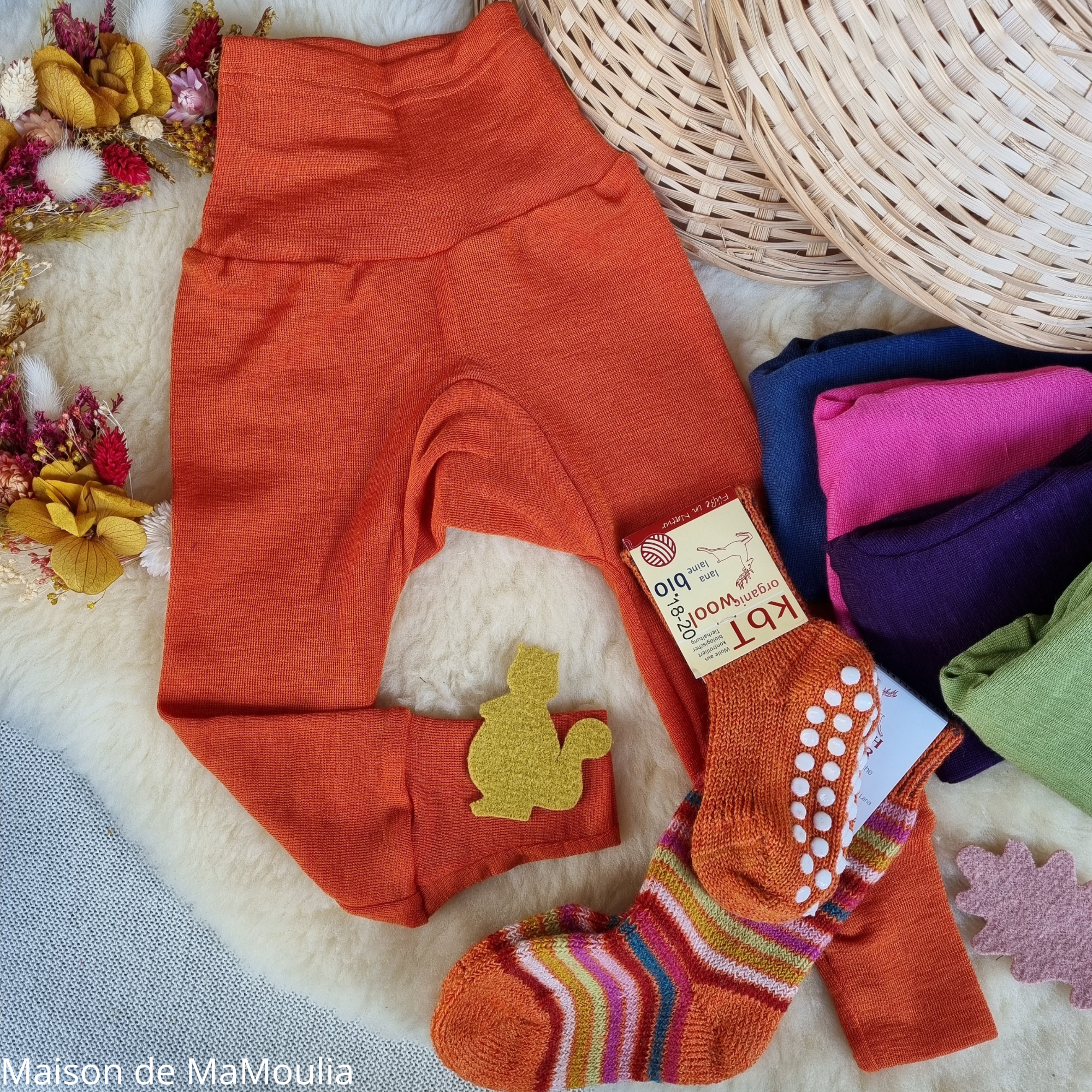 pantalon-calecon-ceinture-large-cosilana-laine-soie-bio-bebe-enfant-maison-de- mamoulia- orange