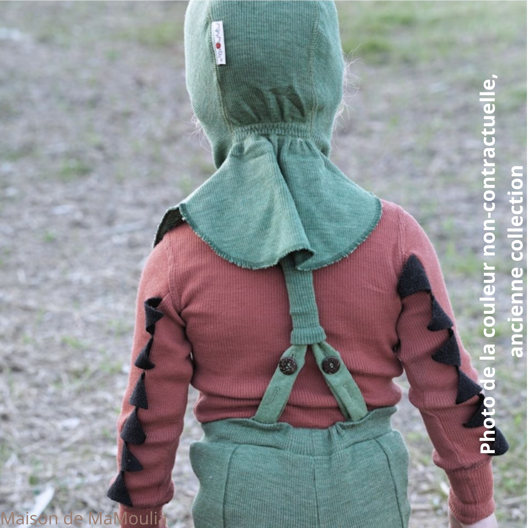 Cagoule Manymonths Elephant en laine Mérinos (Bonnet éléphant) Taille L/XL  - Adventurer/Conqueror - tailles 80-110cm (env. 1-5 ans) Couleur Dark