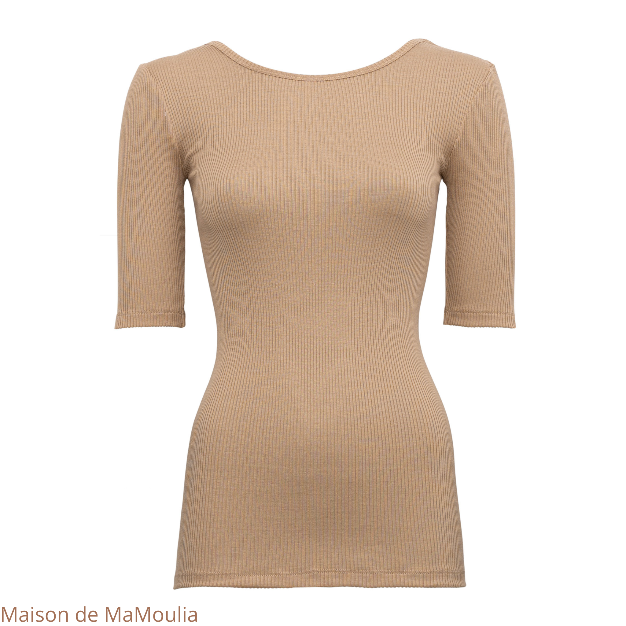 minimalisma-gym- tshirt-top-manches-courtes-34-soie-coton-femme-maison-de- mamoulia- honey- beige