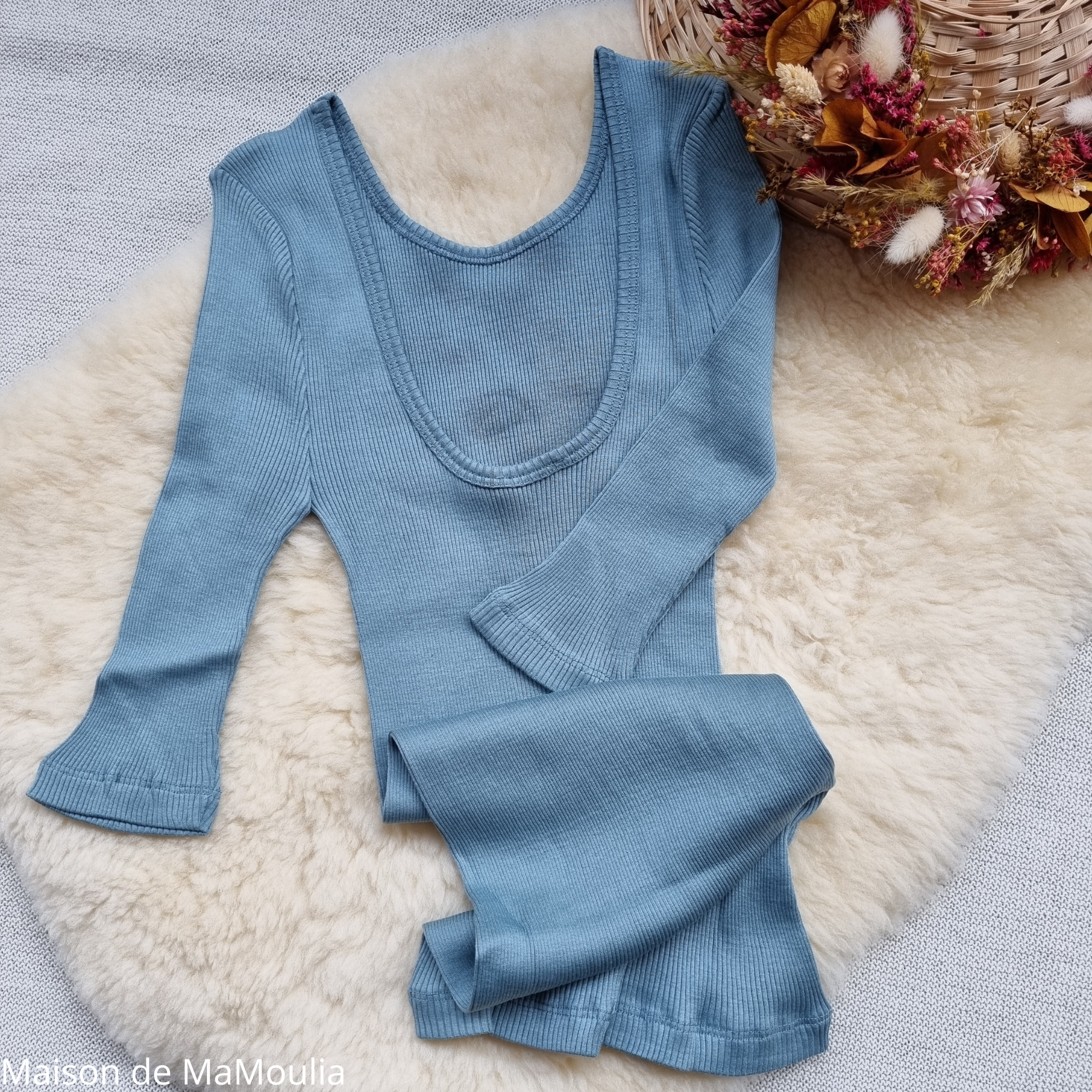 minimalisma-gym- tshirt-top-manches-courtes-34-soie-coton-femme-maison-de-mamoulia -northern- lights-bleu-turquoise