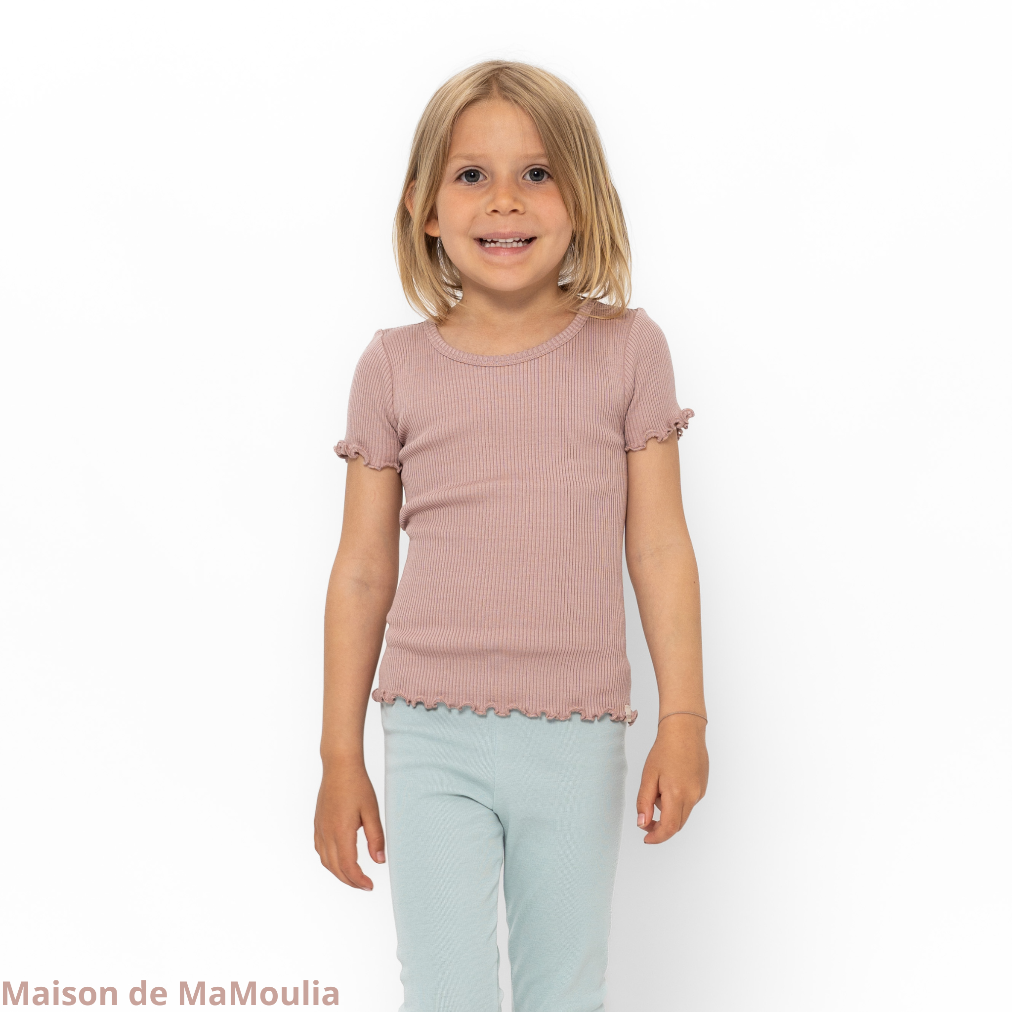 MINIMALISMA - T-shirt - Manches courtes - Soie/coton -Dusty rose
