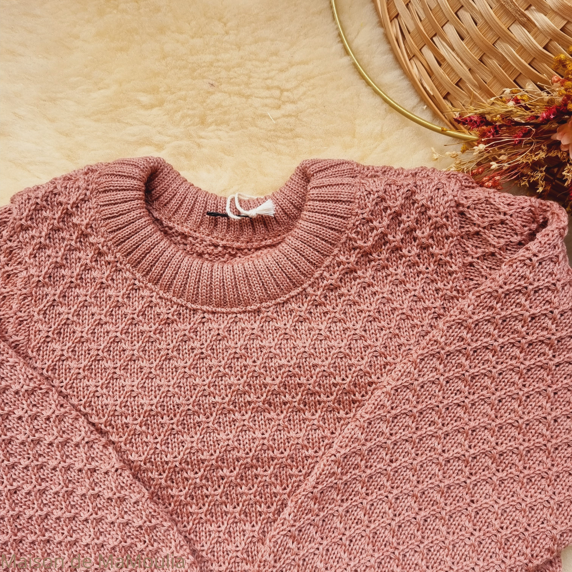 disana-aran-gilet-pull-pure-laine-merinos-tricotée-bebe-enfant-maison-de-mamoulia- vieux-rose
