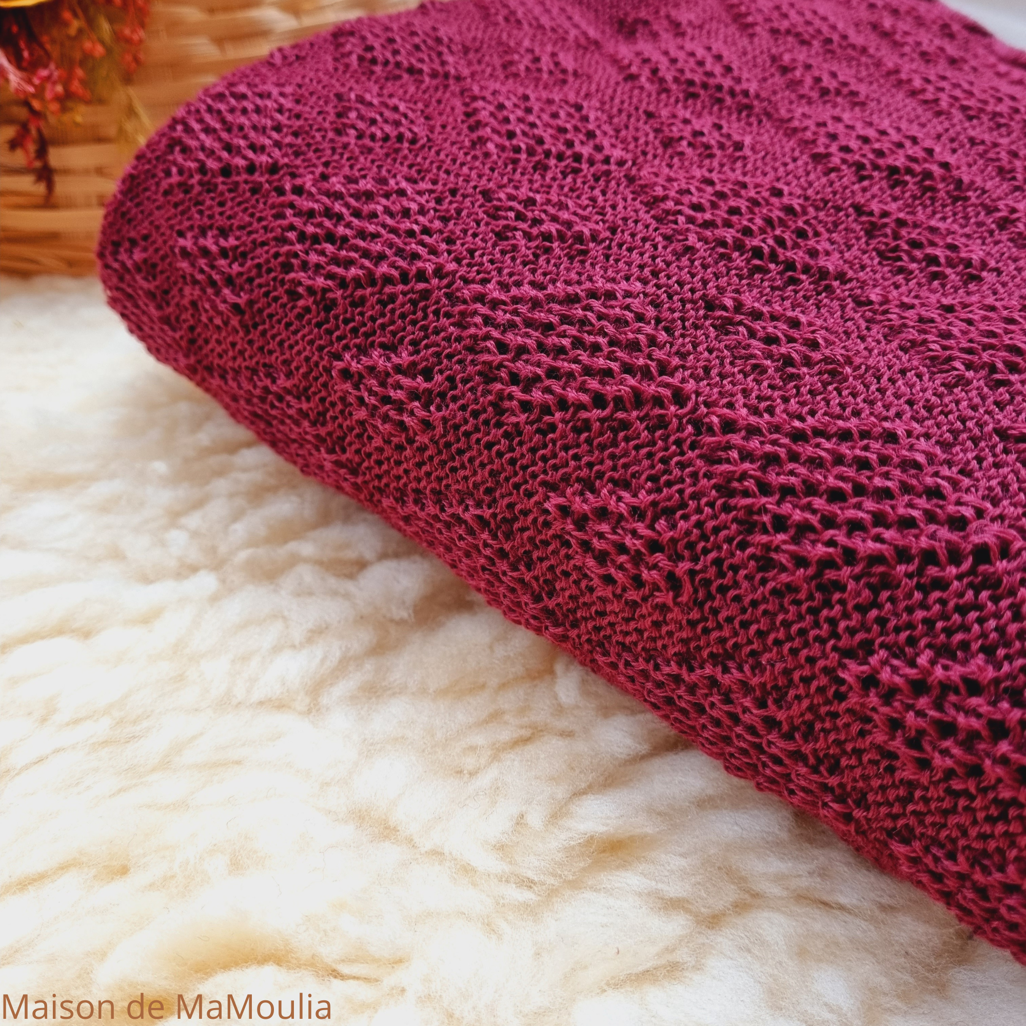 Couverture laine Disana tricotée - honeycomb - Alpes du Sud Mérinos