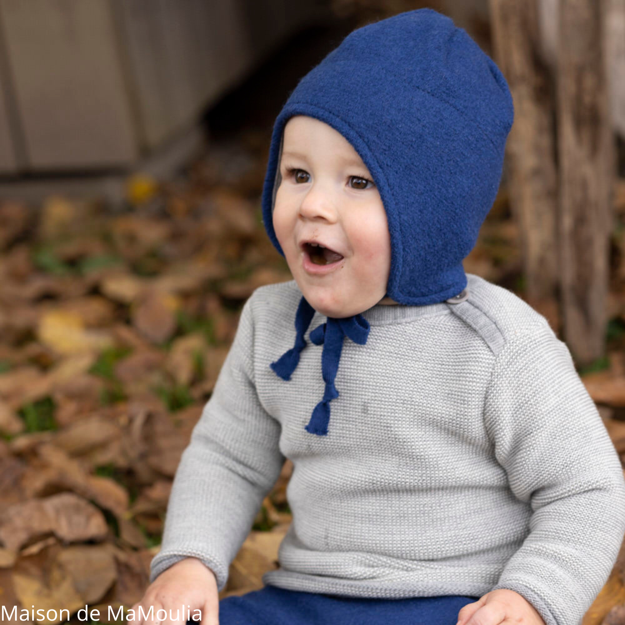 Chapeau cagoule en laine mérinos, chapeau à capuche bébé / fille