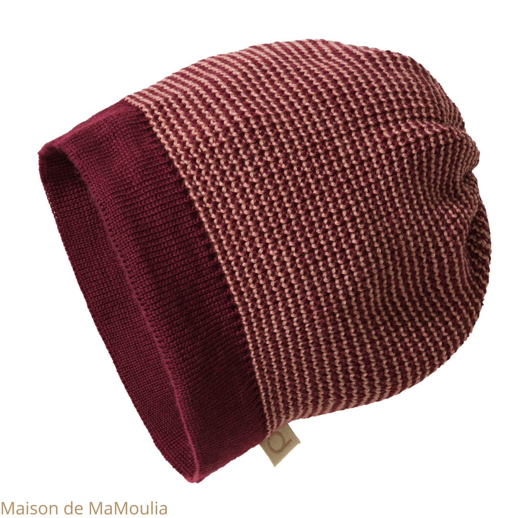 bonnet-beanie-pure-laine-merinos-tricotée-gots-disana-enfant-femme-adulte-maison-de-mamoulia- cassis-rose