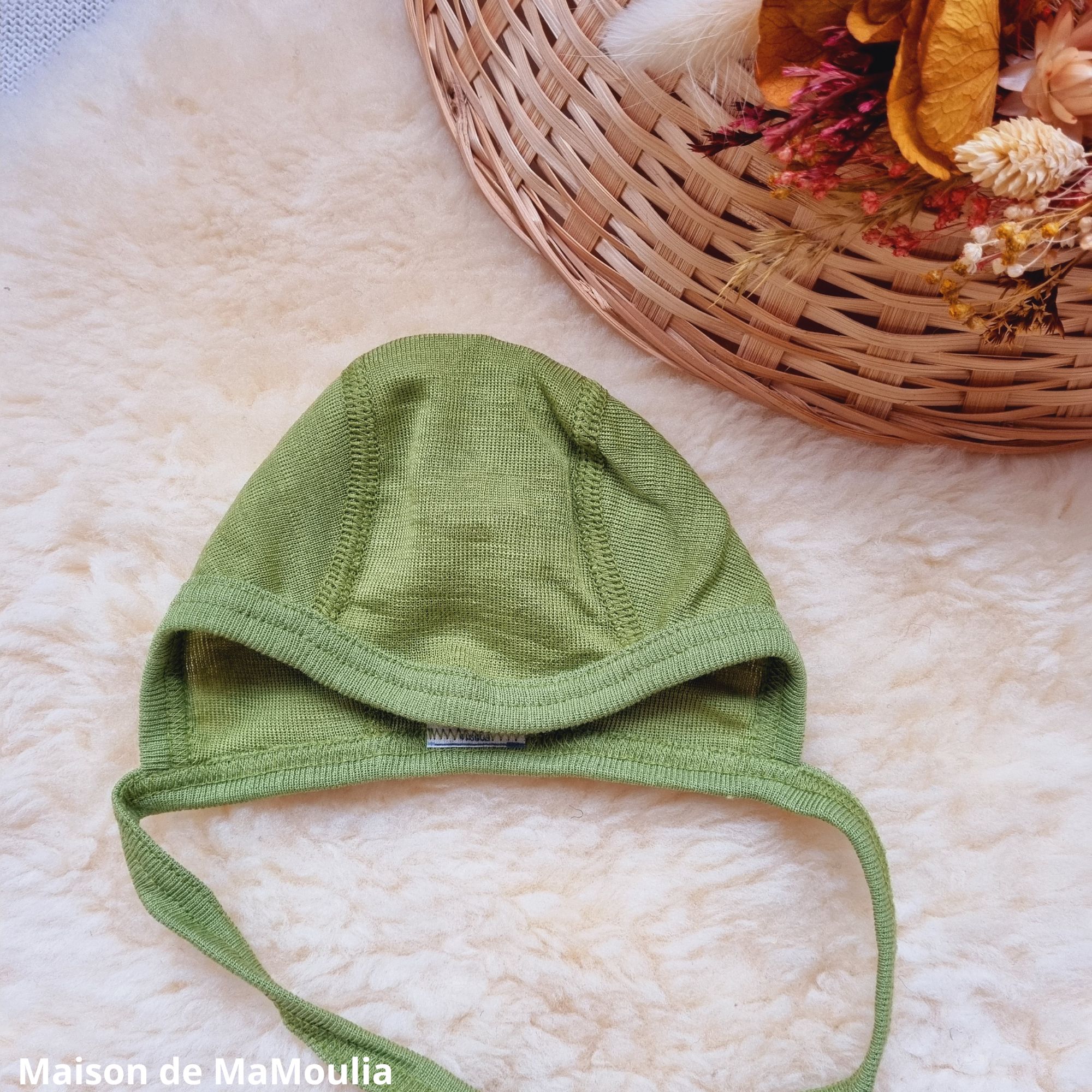 bonnet-cosilana-laine-soie-bio-nouveau-ne-bebe-enfant-maison-de-mamoulia- vert