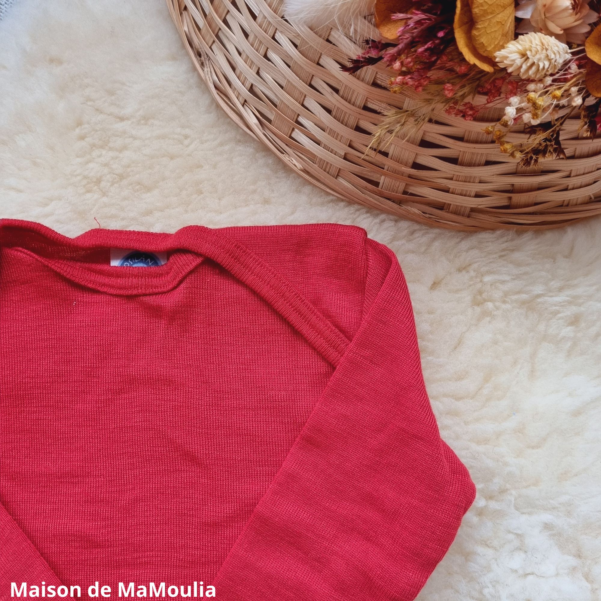 t-shirt-cosilana-laine-soie-bio-bebe-enfant-maison-de-mamoulia-manches-longues- rouge