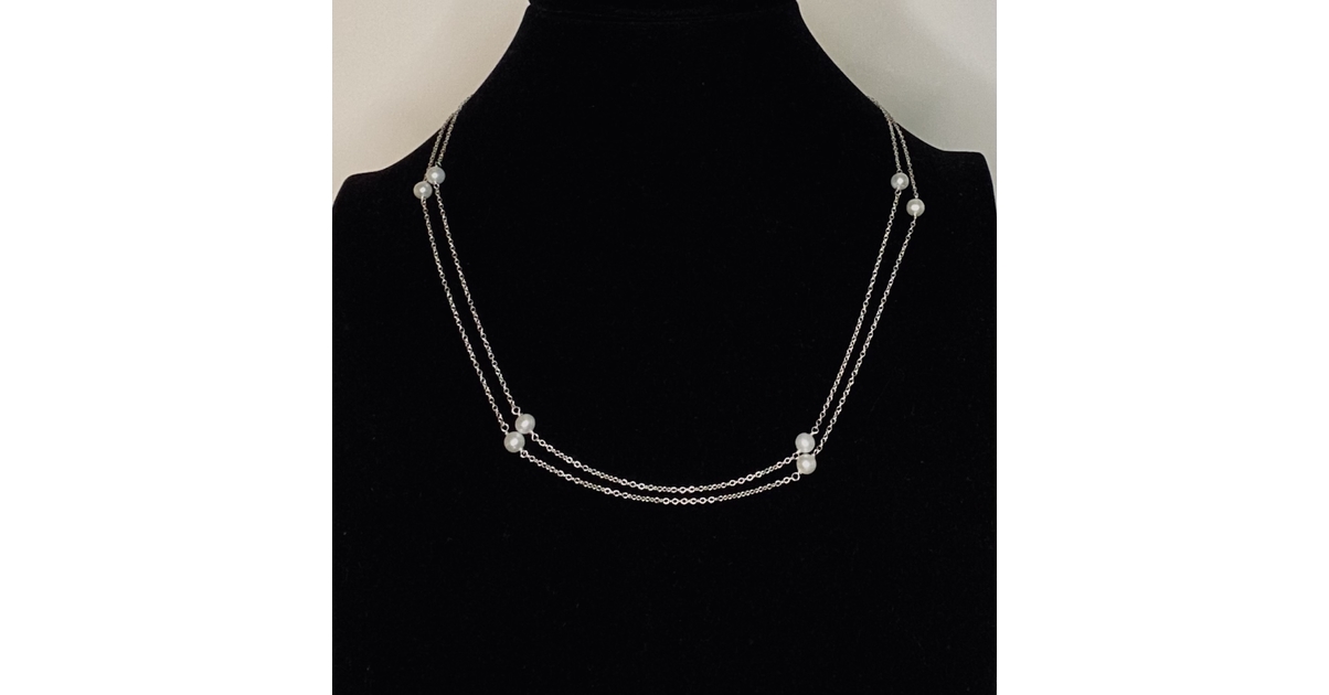 Collier Argent 925 Avec Perles Naturelles à Identifier - Neuf Sans Boîte