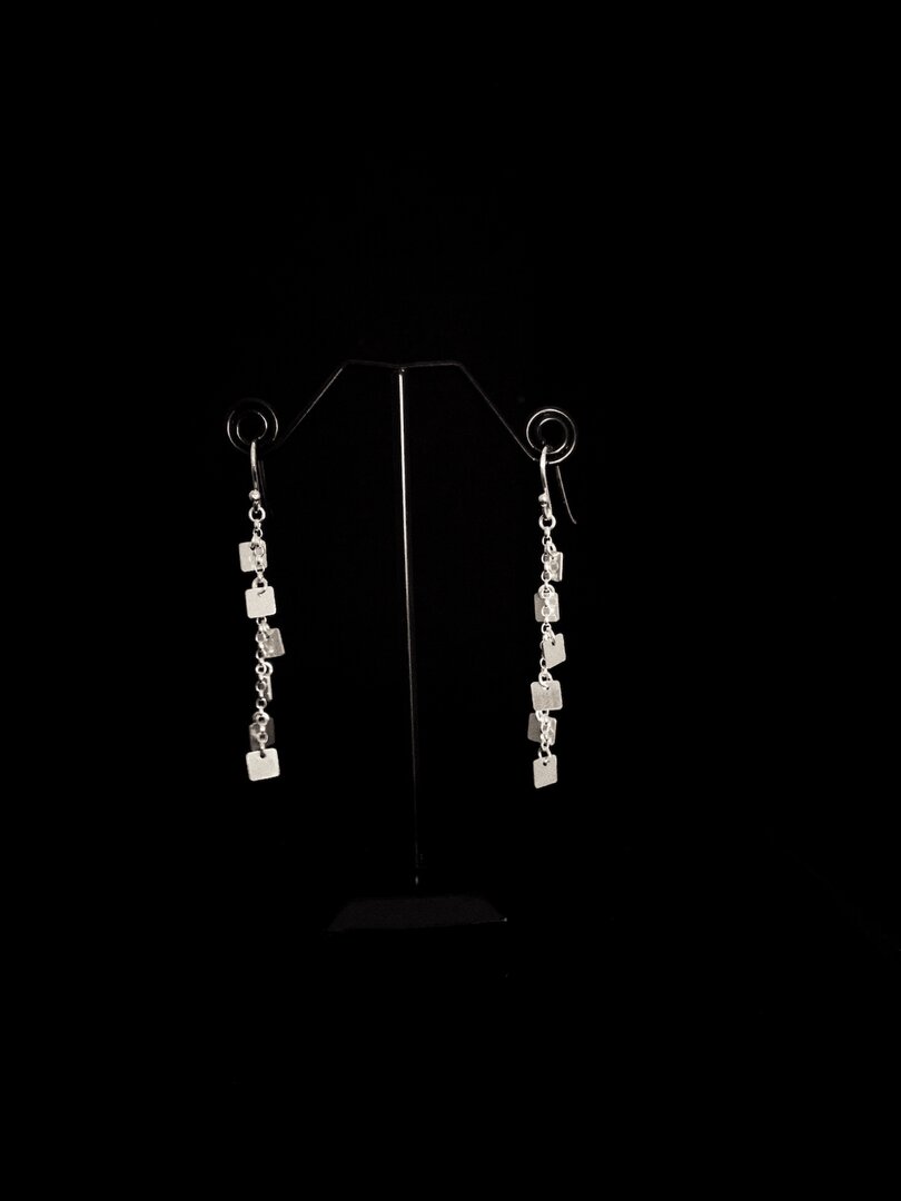 Boucles D'oreilles Argent Damier Carré - Fermoir Dormeuse, Neuf Avec étiquettes, Envoi Immédiat De France