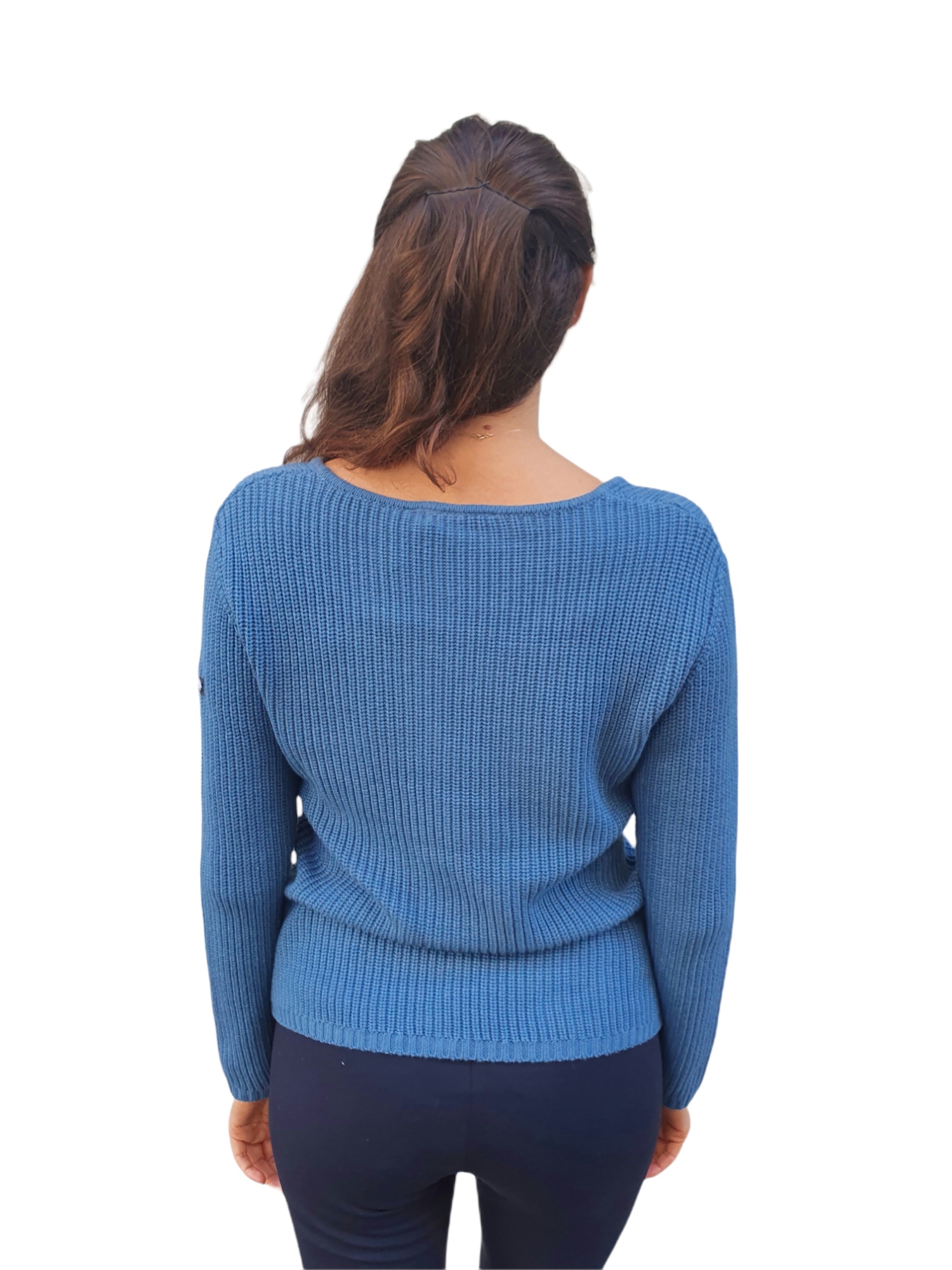 pull bleu en coton acrylique femme PIVOINE Hublot Mode Marine
