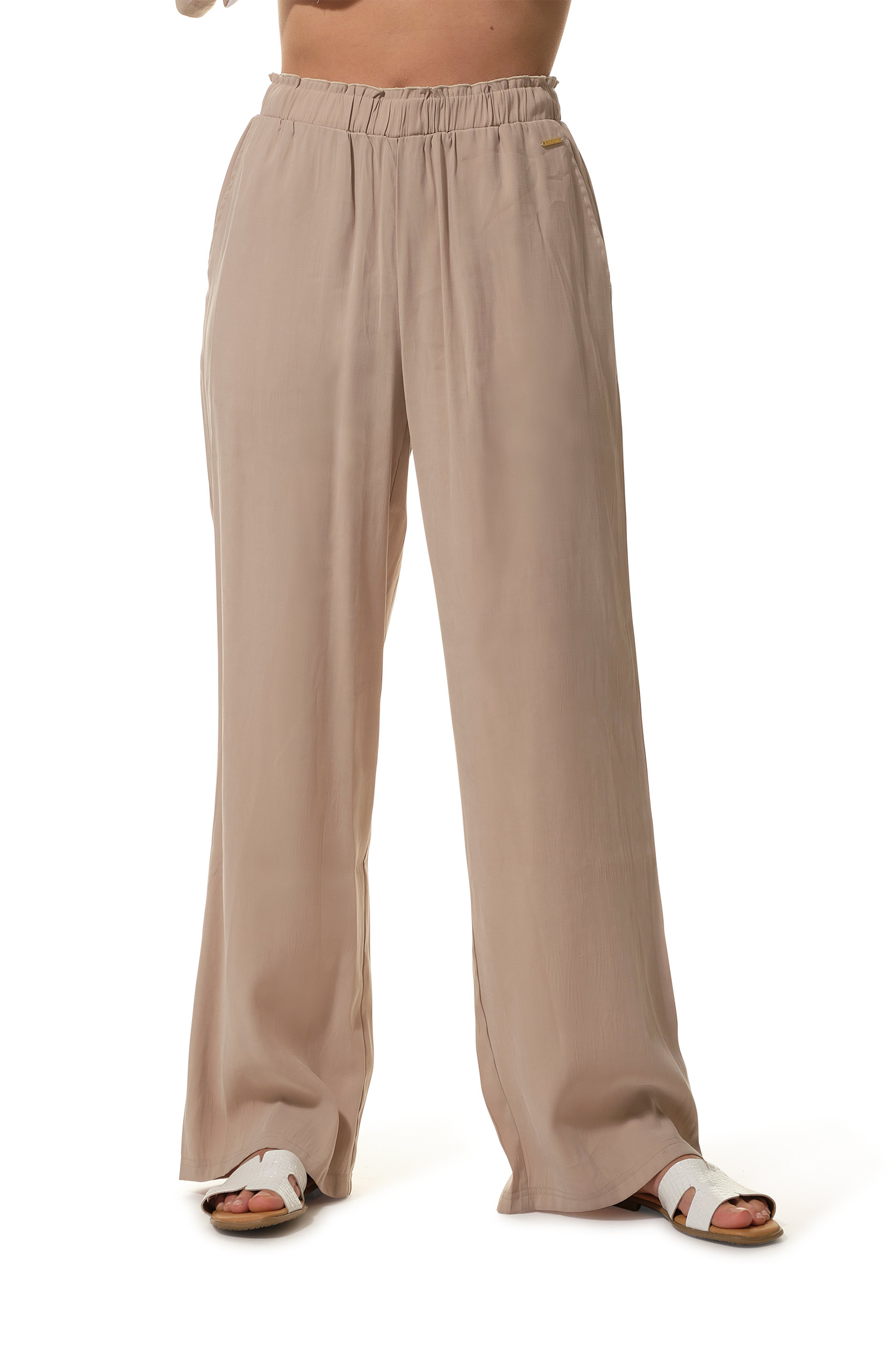Pantalon Fluide Femme Grain De Malice – Taille élastiquée Confort – Coupe Droite Longueur Raccourcie – Idéal Pour Un Style Décontracté Chic