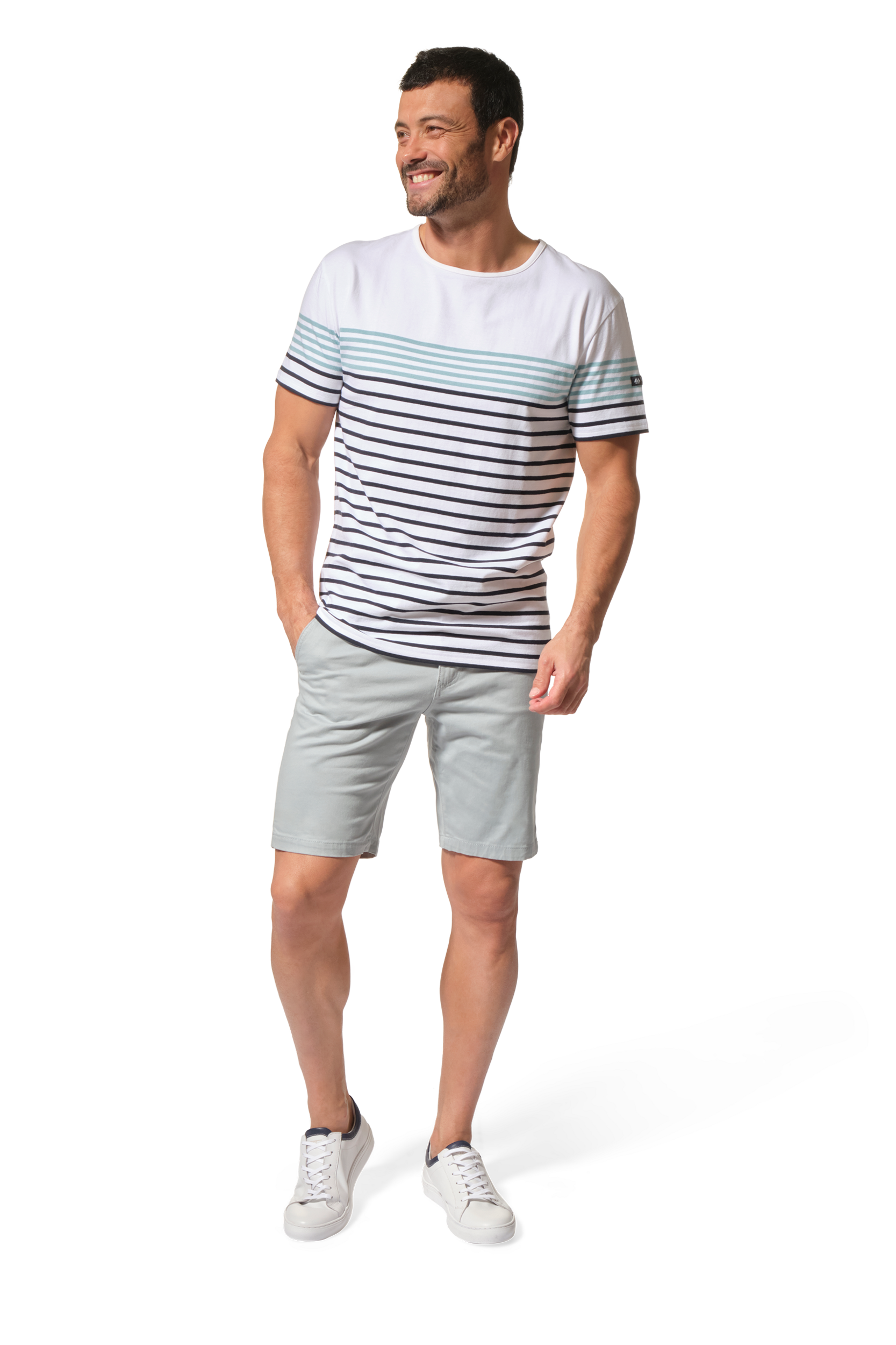 marinière blanc marine vert homme