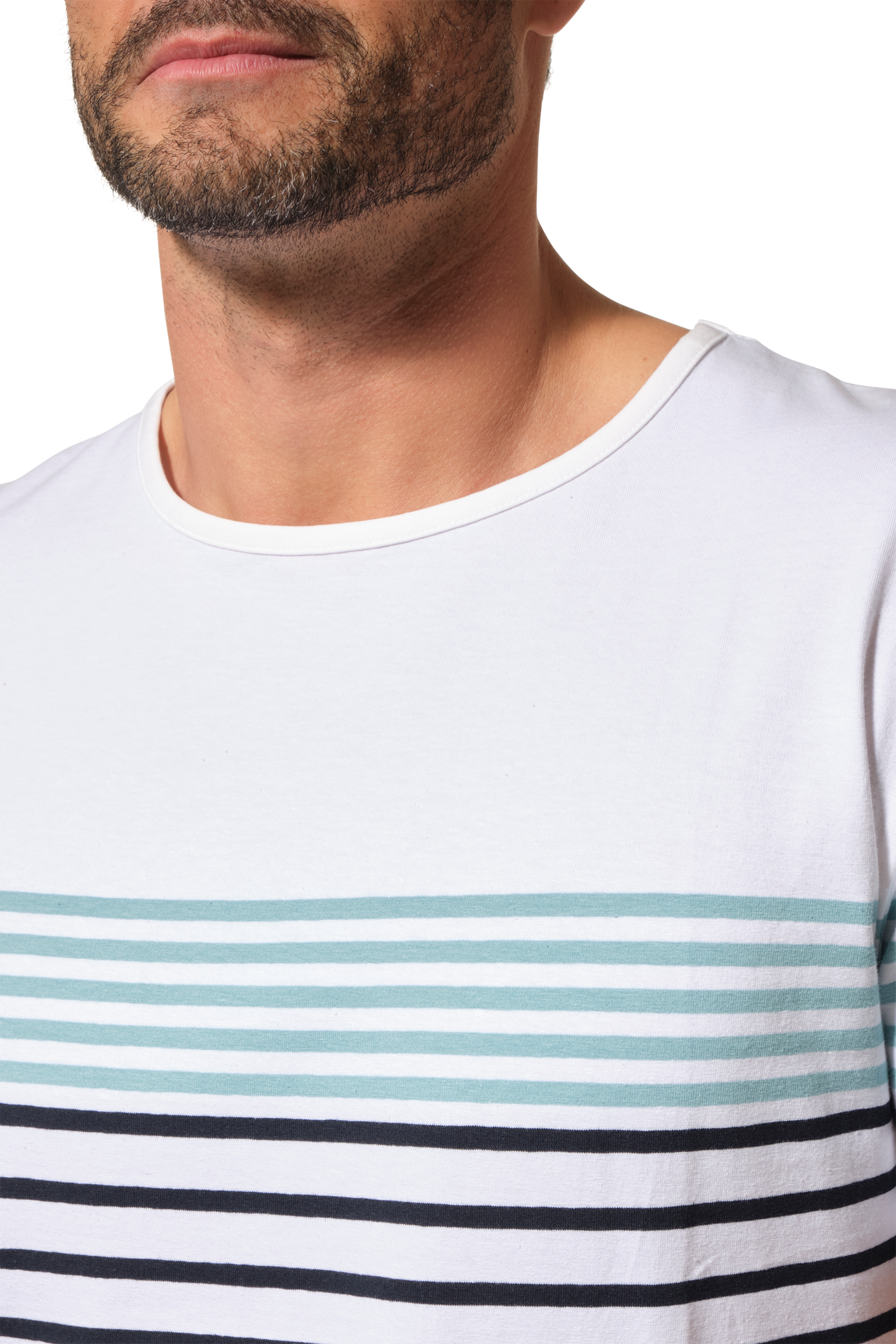 marinière blanc marine vert homme