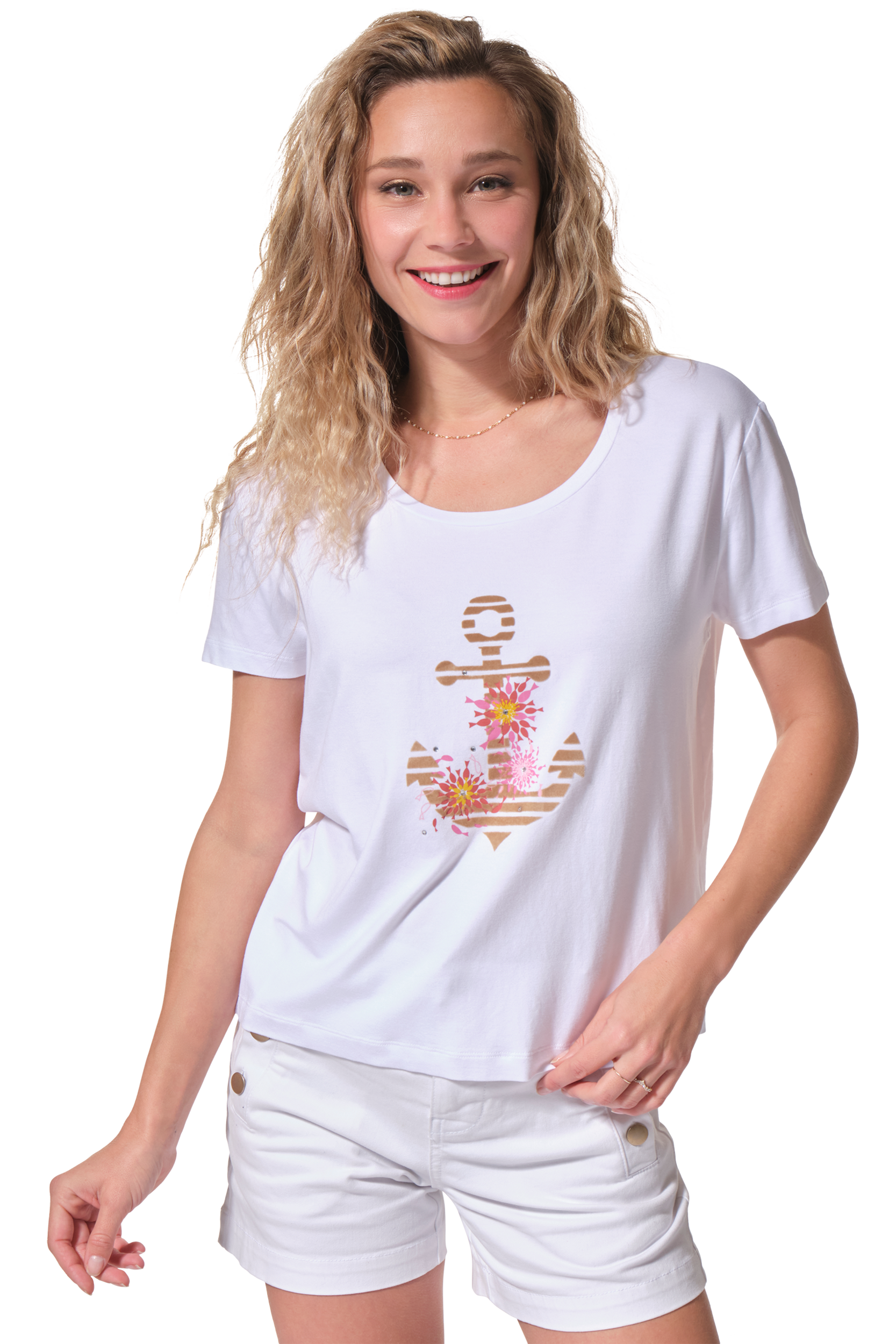tee-shirt blanc motif encre femme