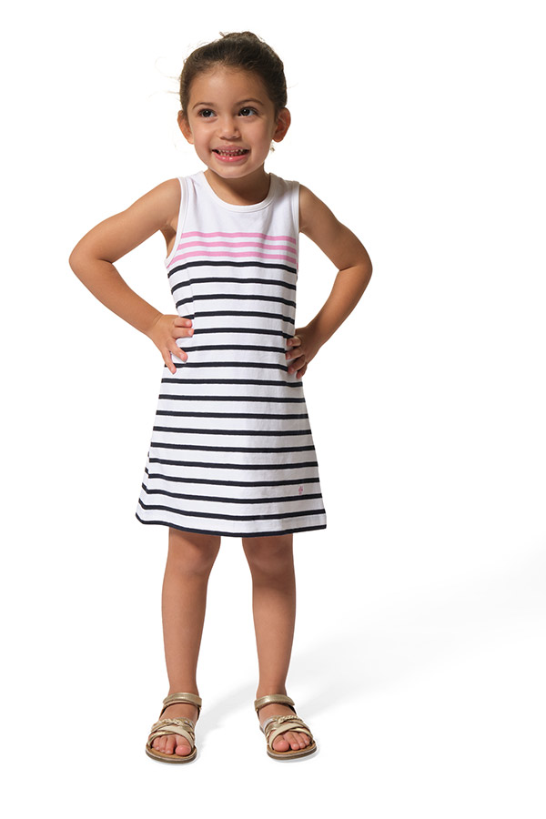 robe rayé blanc marine rose fille