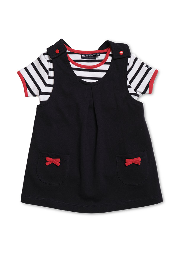 ensemble tee-shirt robe marine blanc rouge bébé fille