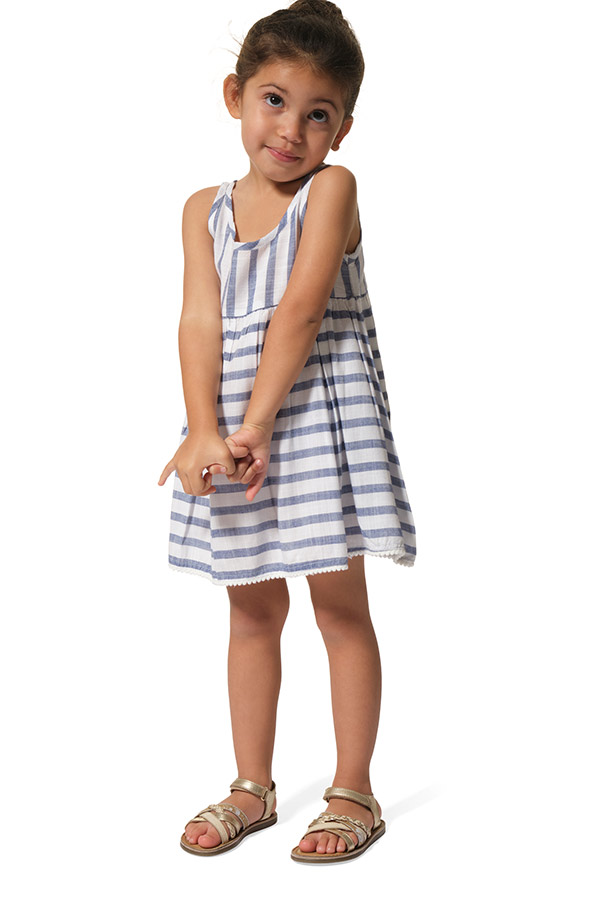 robe fluide légère blanc bleu fille