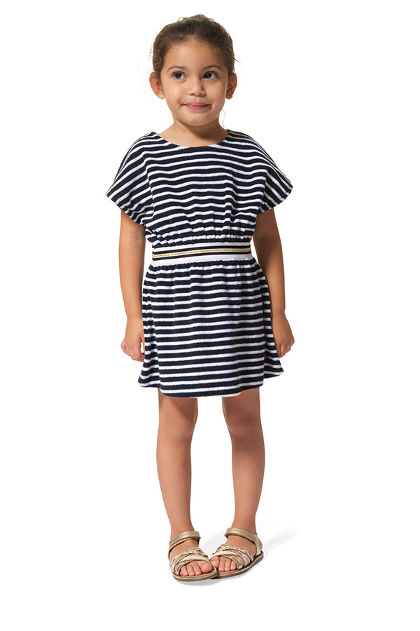 robe éponge marine blanc fille
