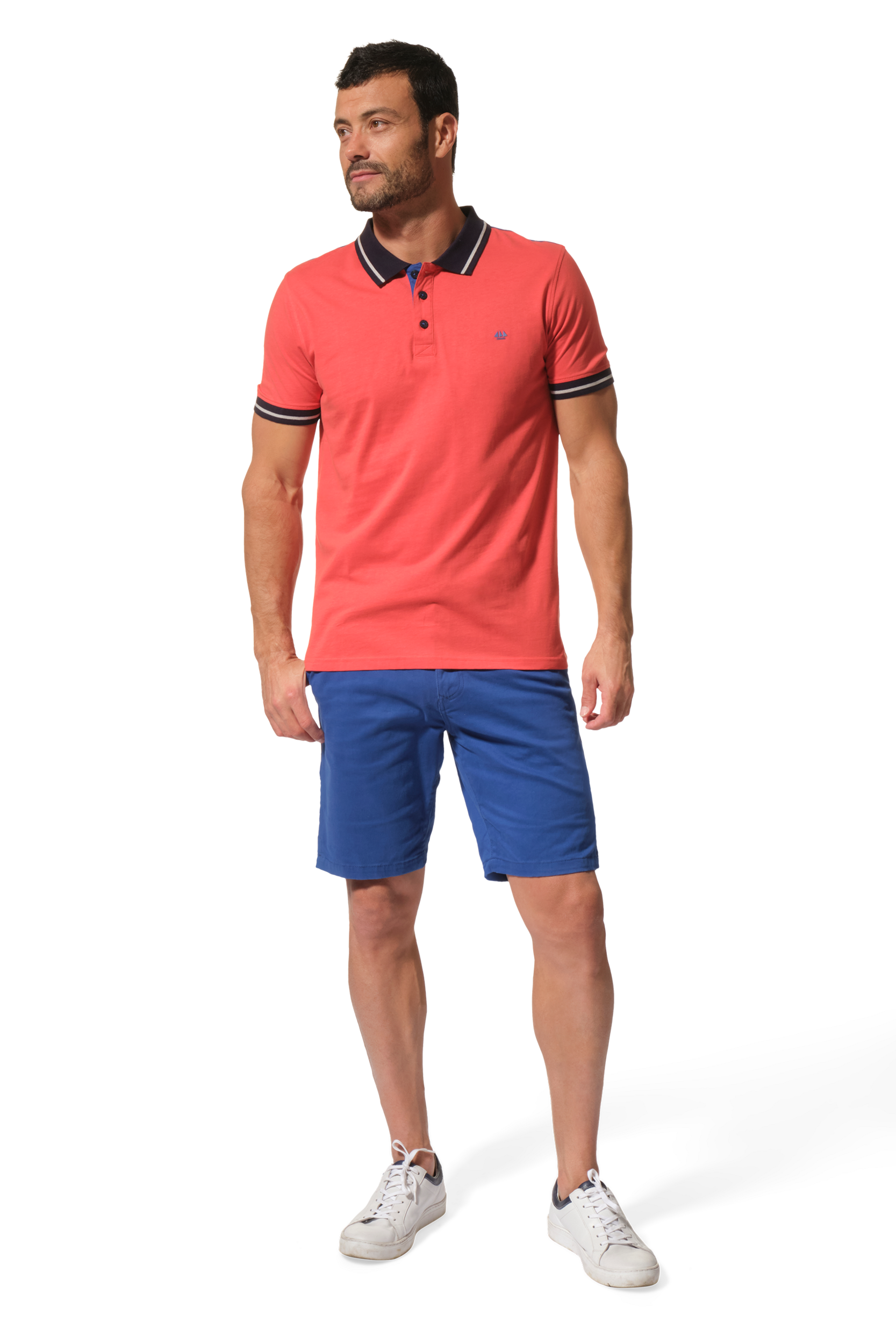 polo orange imprimé dans le dos pour homme