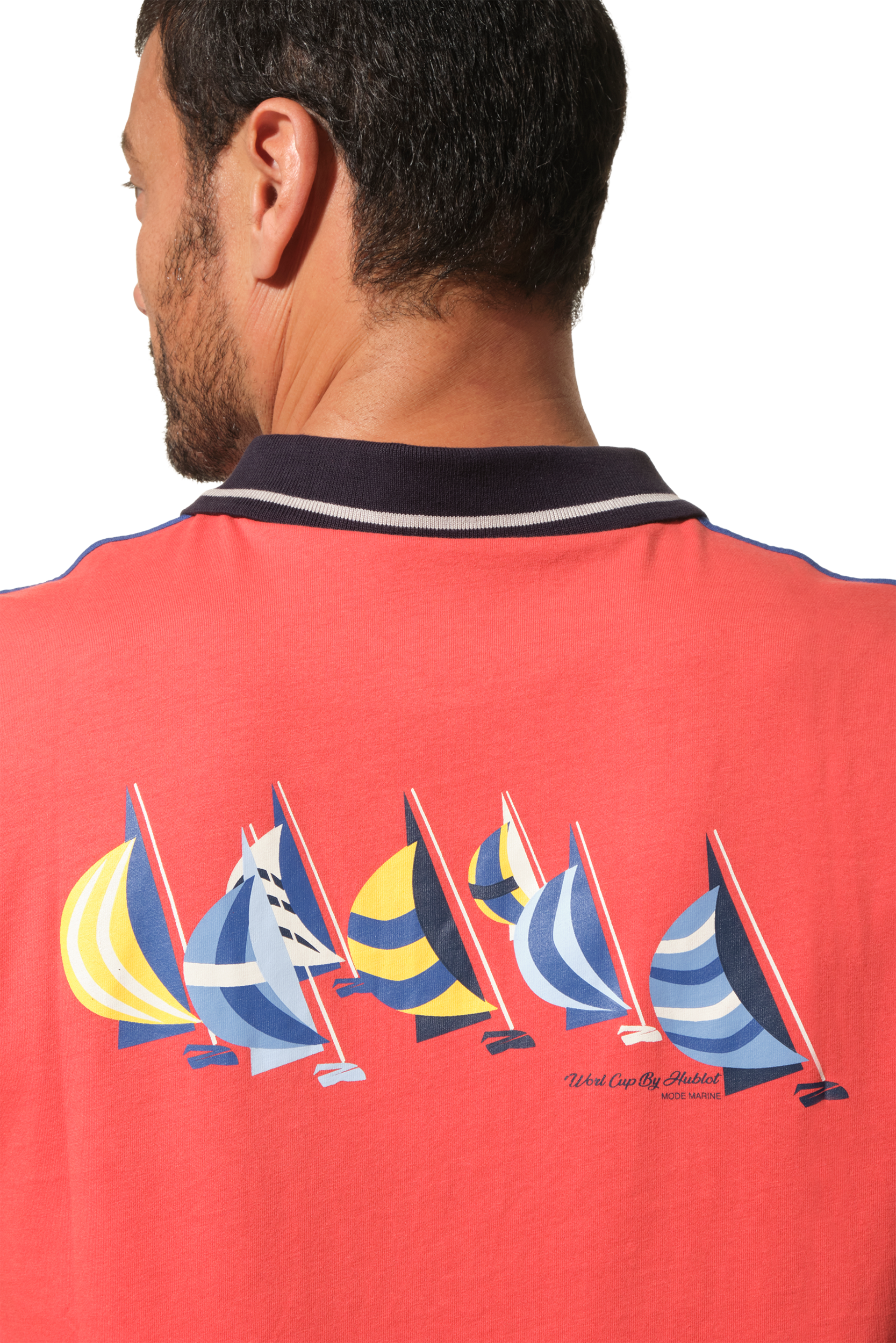 polo orange imprimé dans le dos pour homme