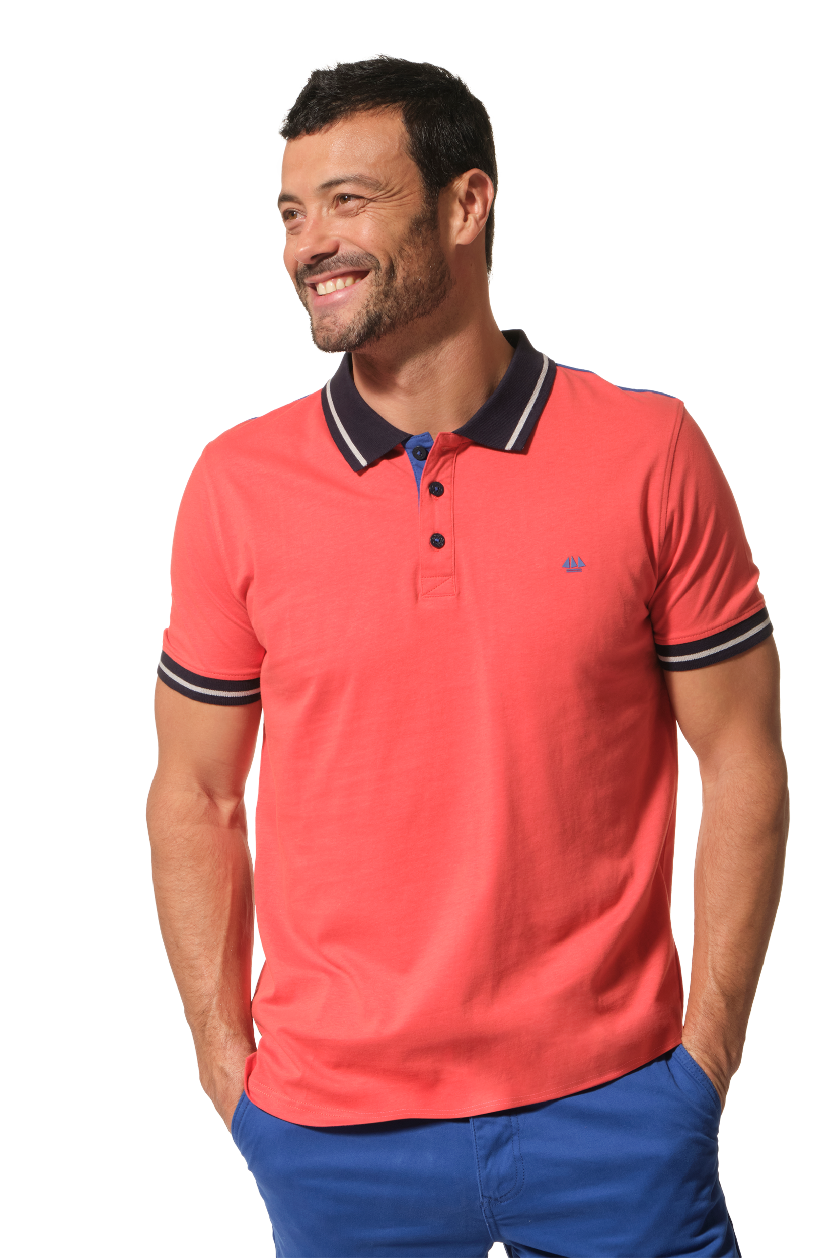 polo orange imprimé dans le dos pour homme
