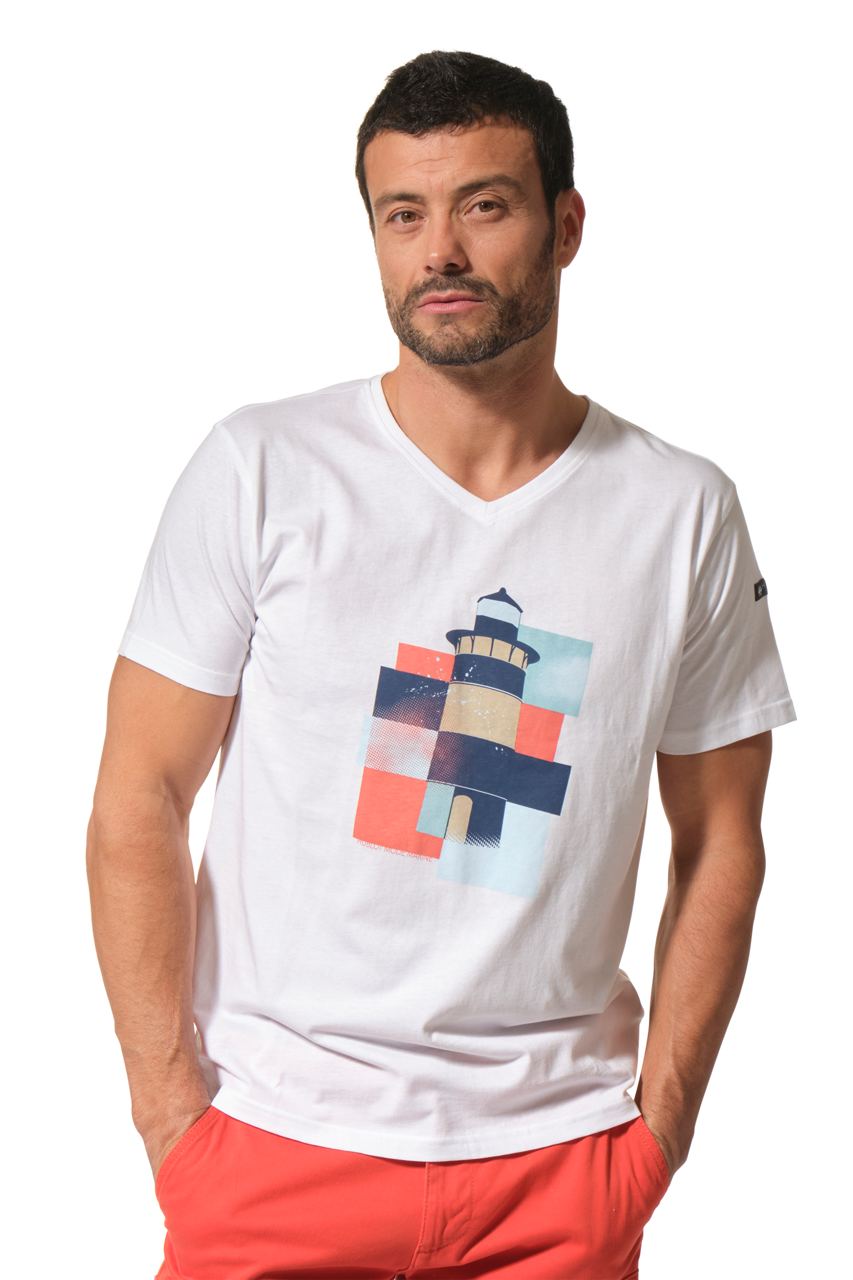 tee-shirt blanc avec imprimé pour homme