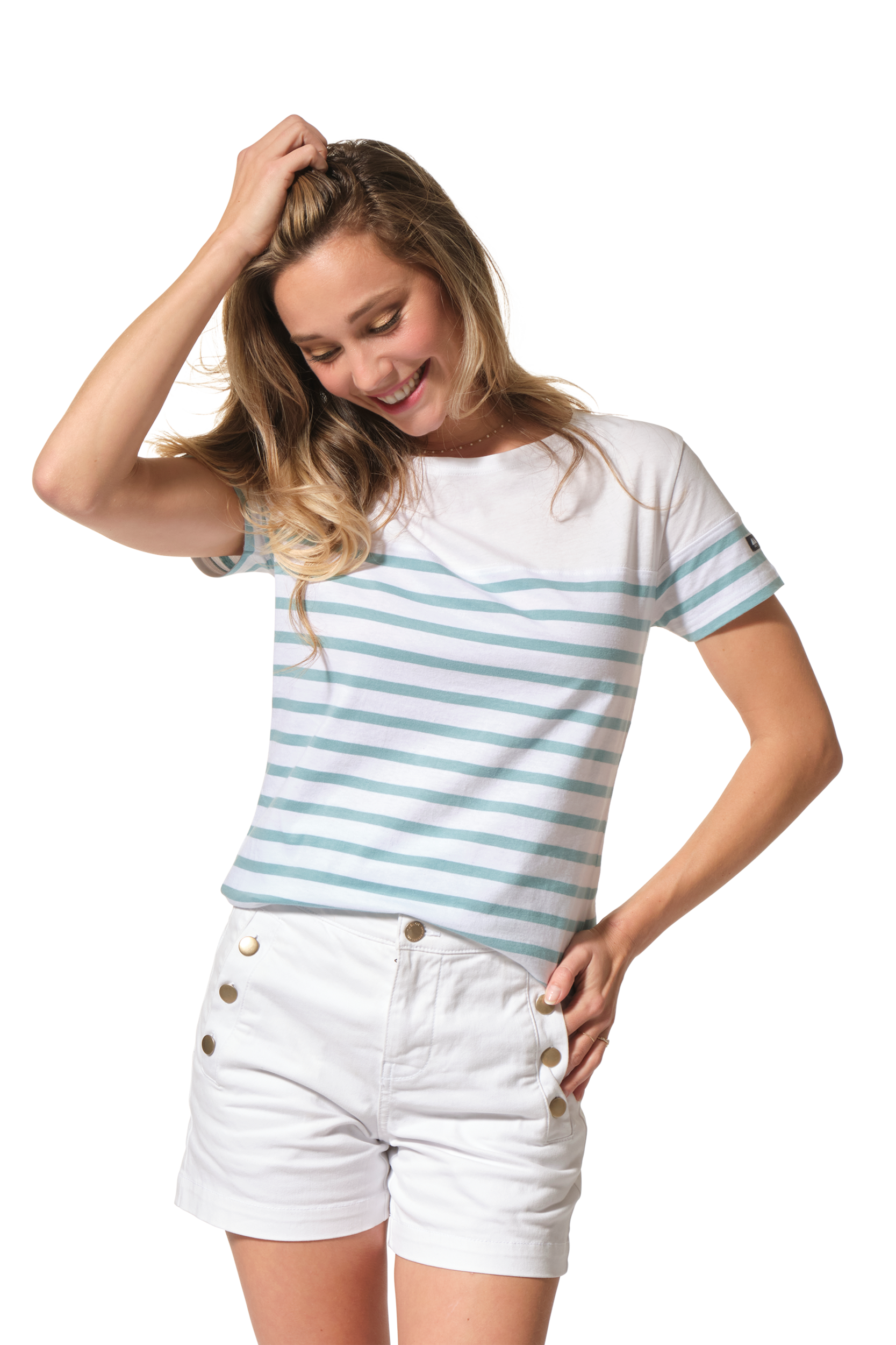 marinière blanc vert femme