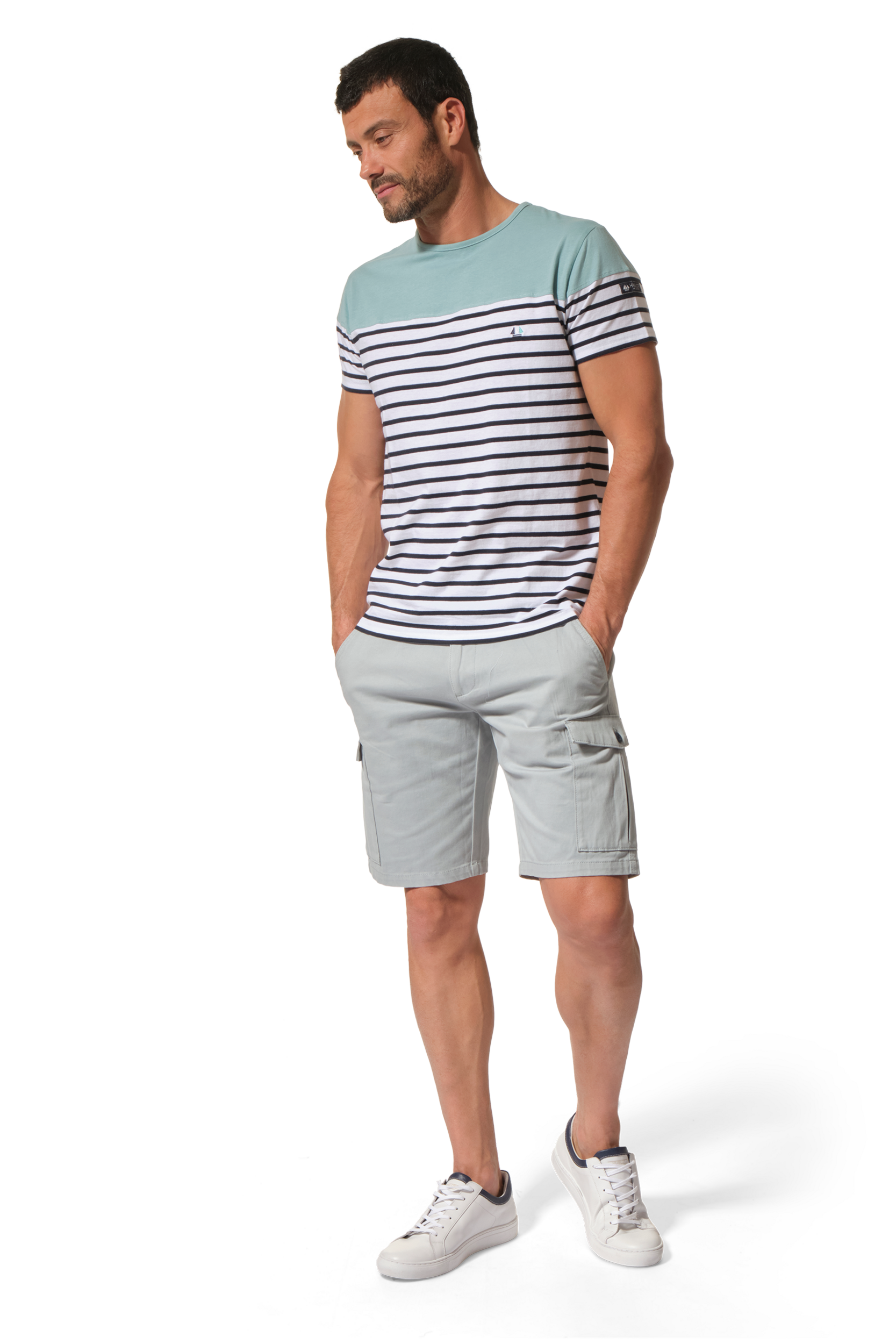 tee-shirt rayé blanc marine vert homme