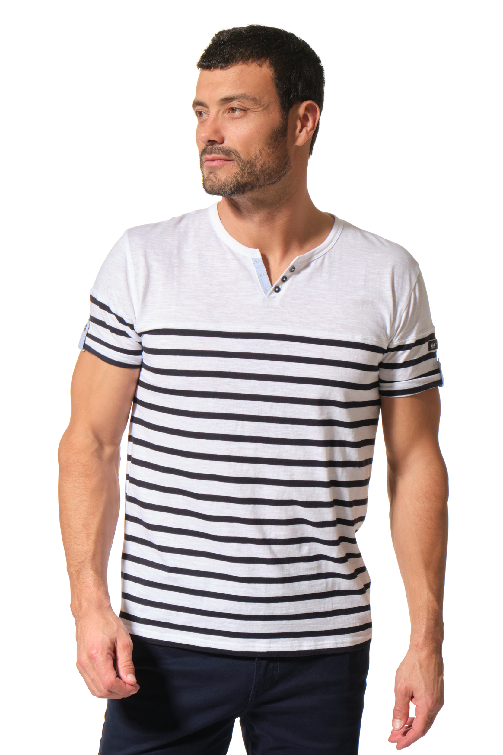 tee-shirt rayé blanc marine pour homme