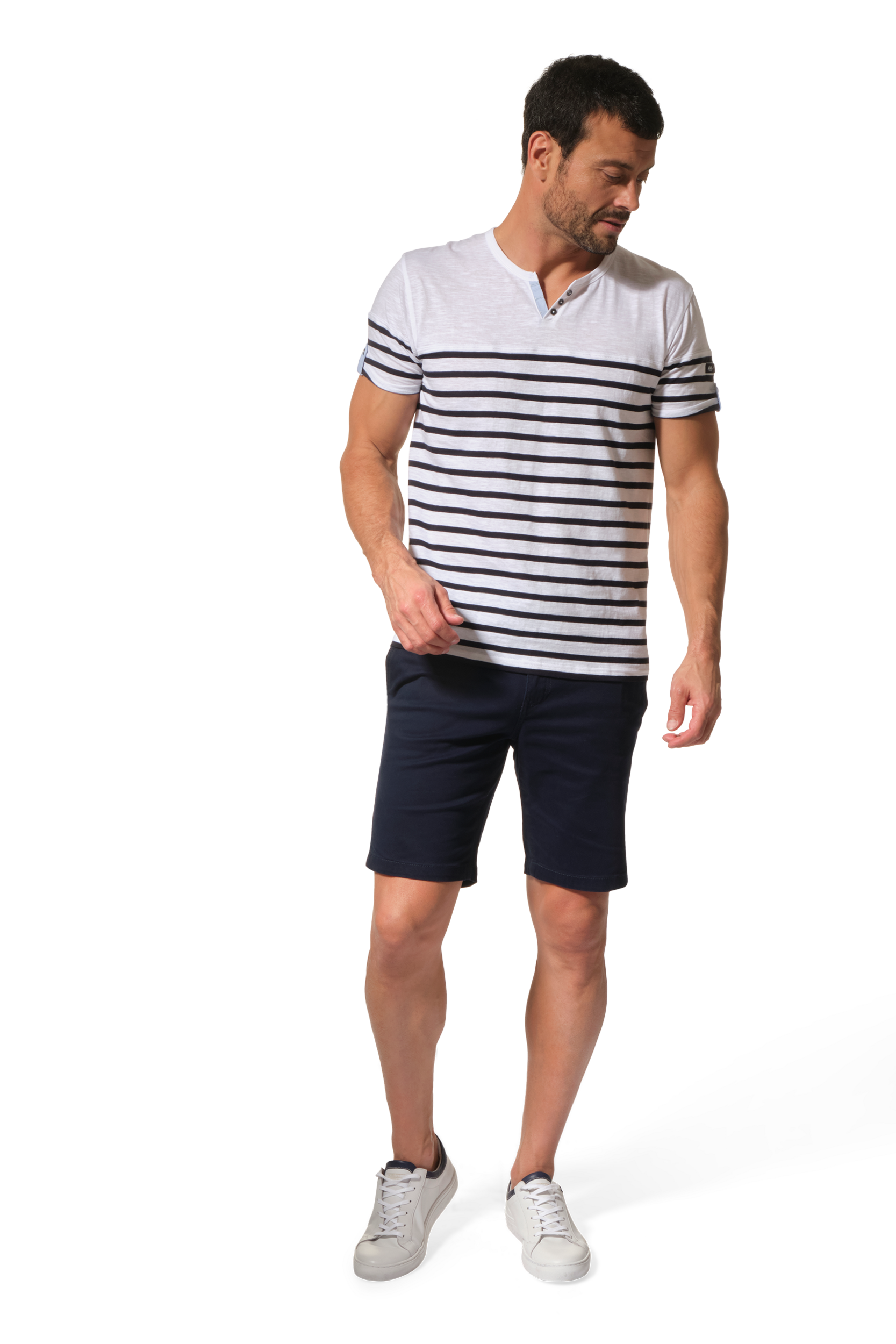 tee-shirt rayé blanc marine pour homme