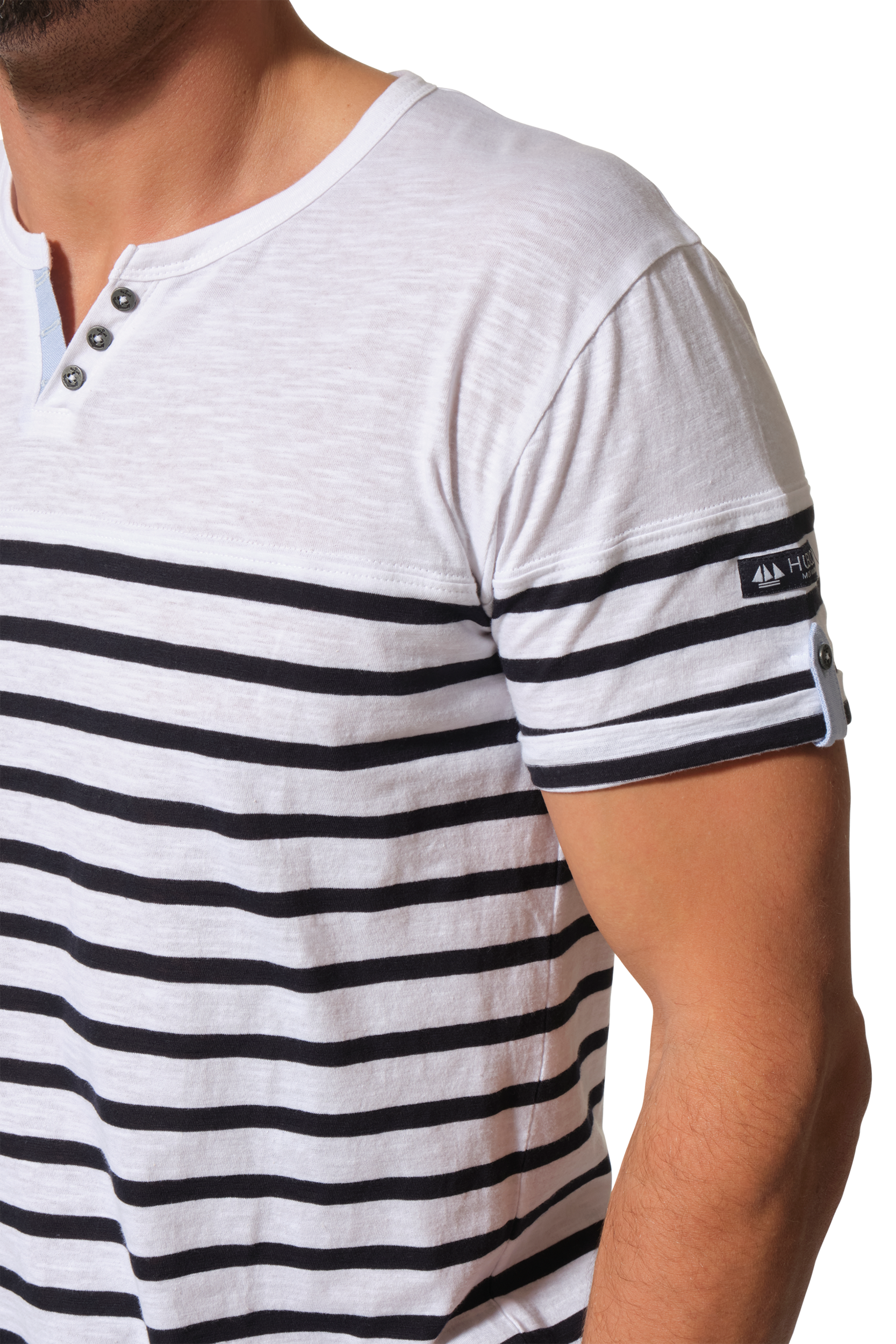 tee-shirt rayé blanc marine pour homme
