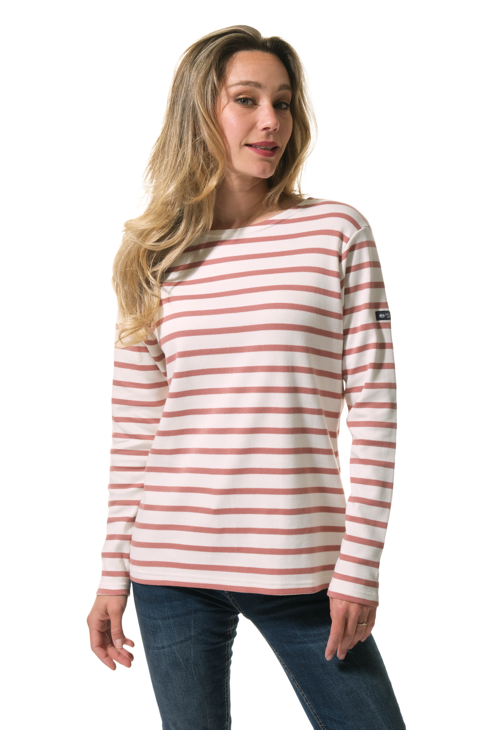 marinière manche longue ecru rose pour femme
