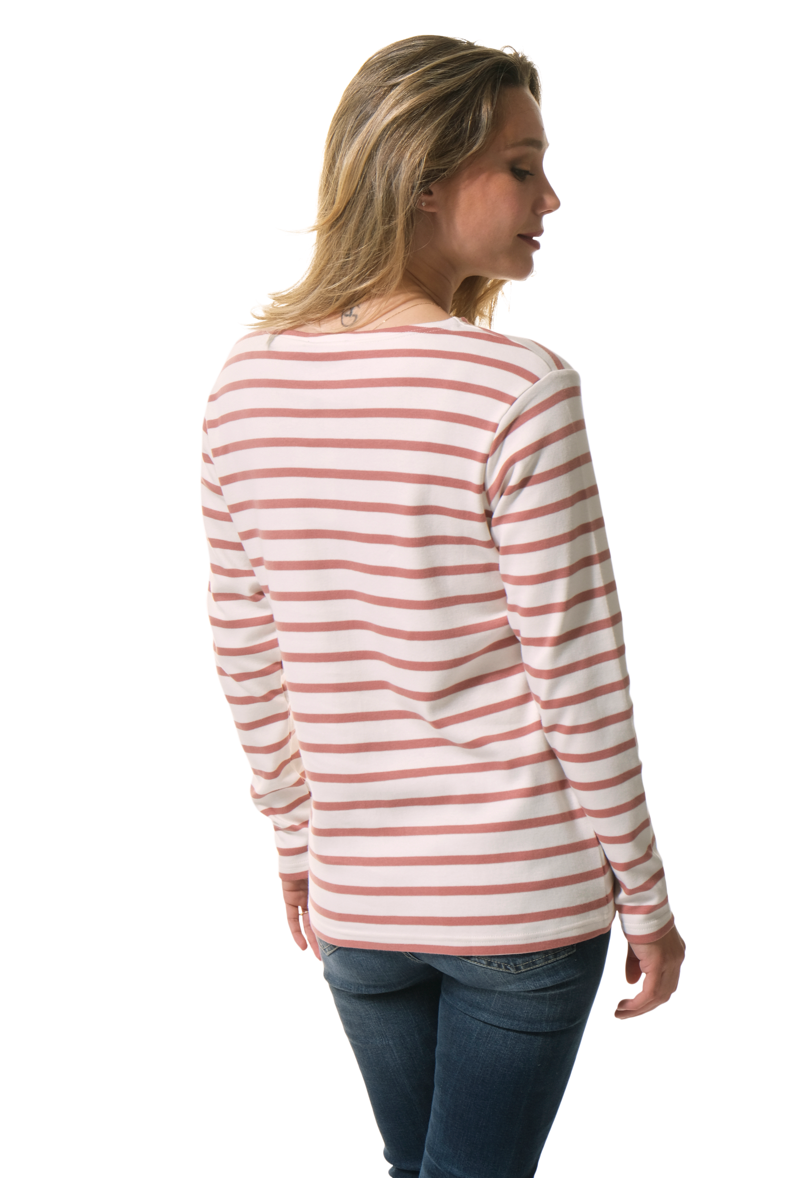 marinière manche longue ecru rose pour femme
