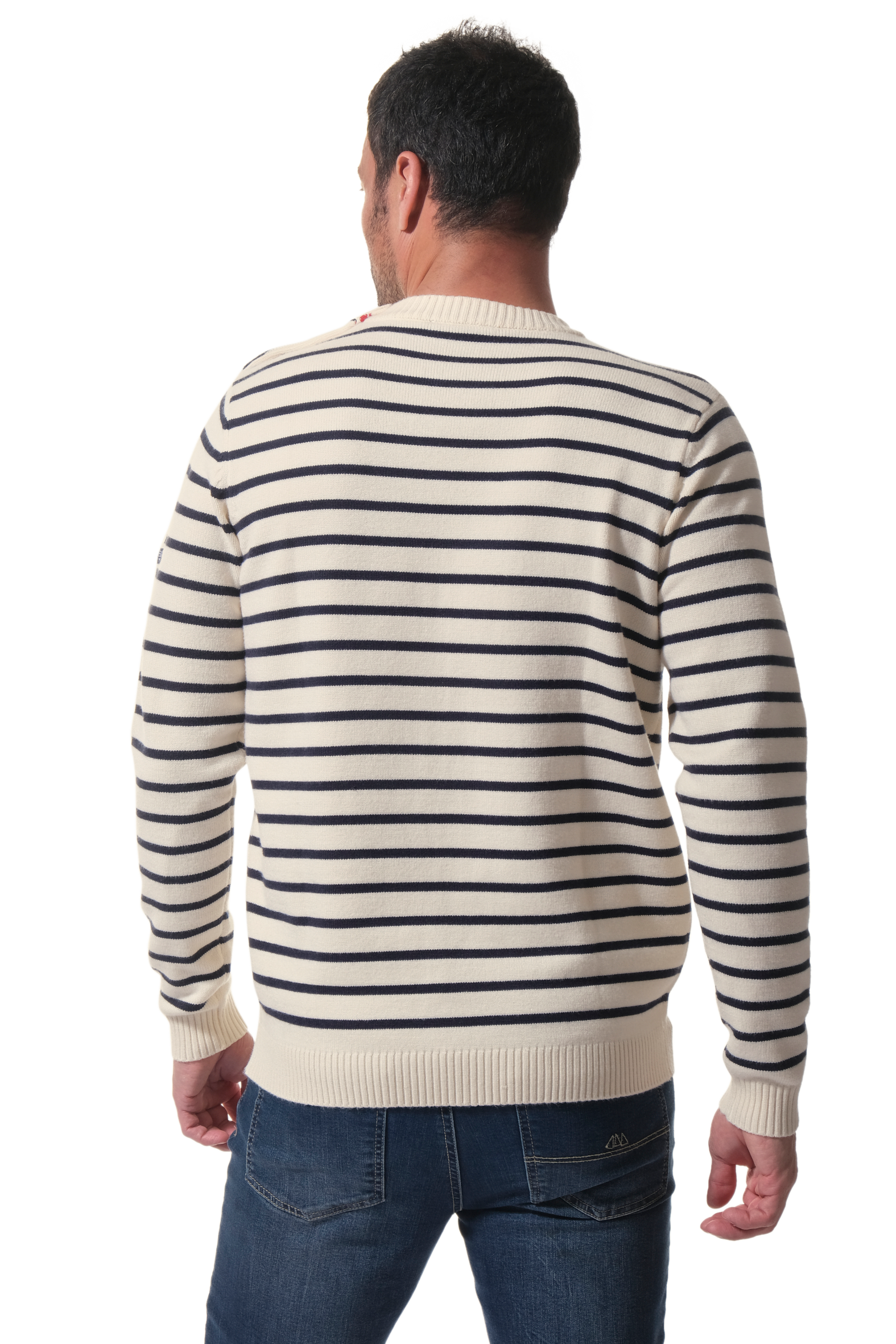 Pull Marinière Homme Rayé Col Rond | Laine Acrylique Douce, Coupe Classique Pour Automne/hiver - 4